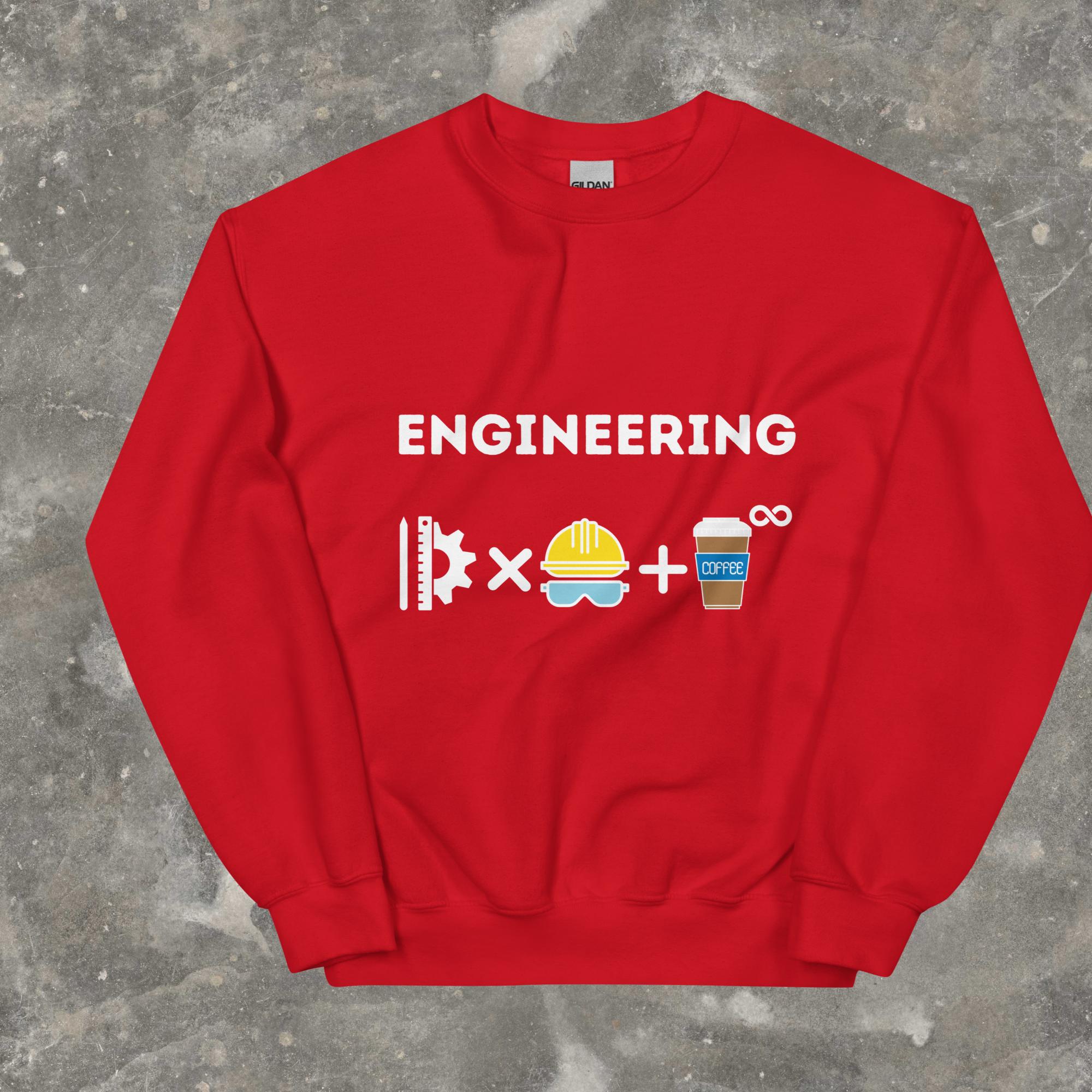 Engineering is Innovation, hard work and infinite cups of coffee Funny Sweatshirt Red