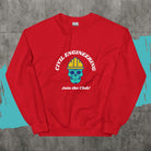 Join the Civil Engineers Club Sweatshirt. Skull Biker Engineer Top Red