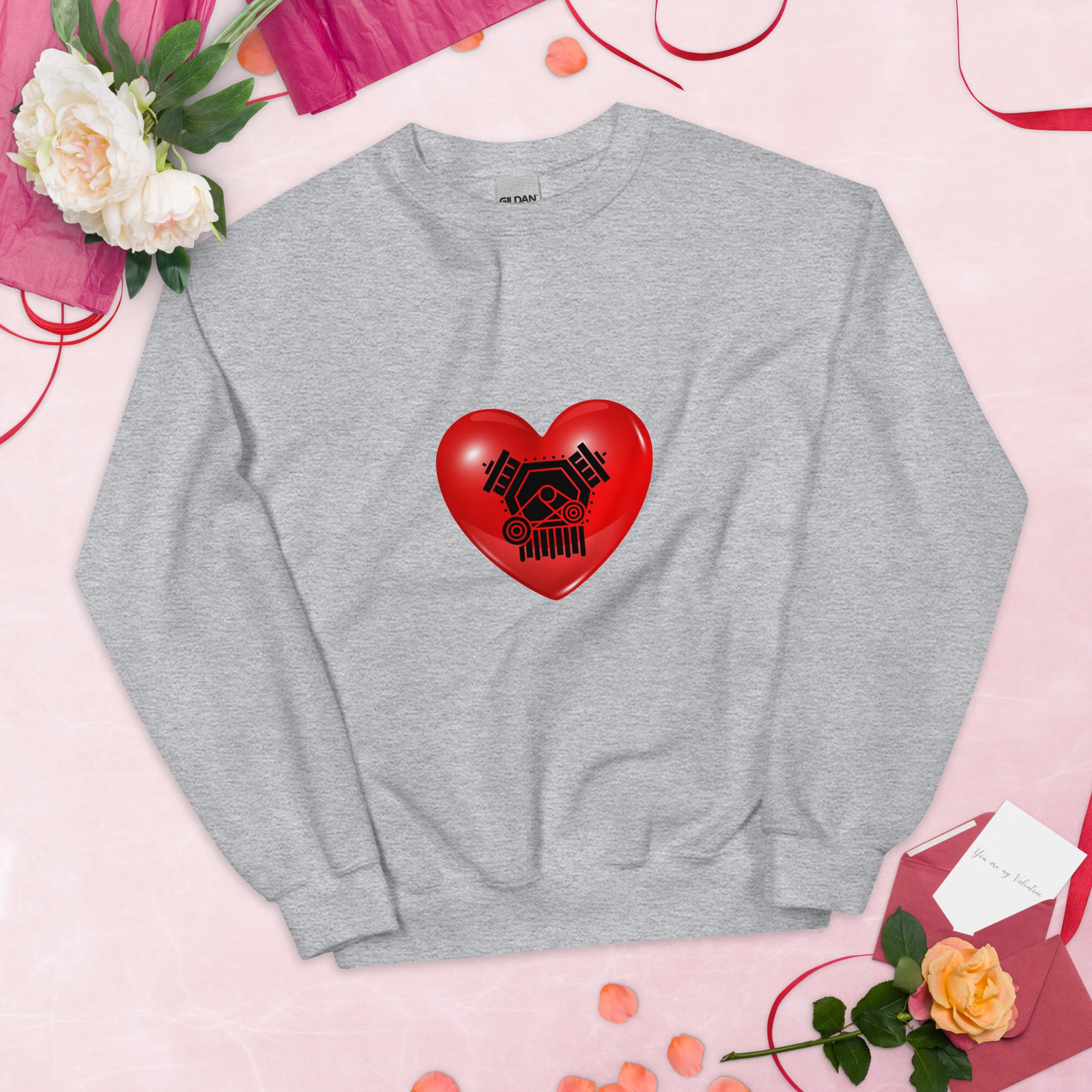 Love Engine Valentine Engineer Sweatshirt Sport Grey