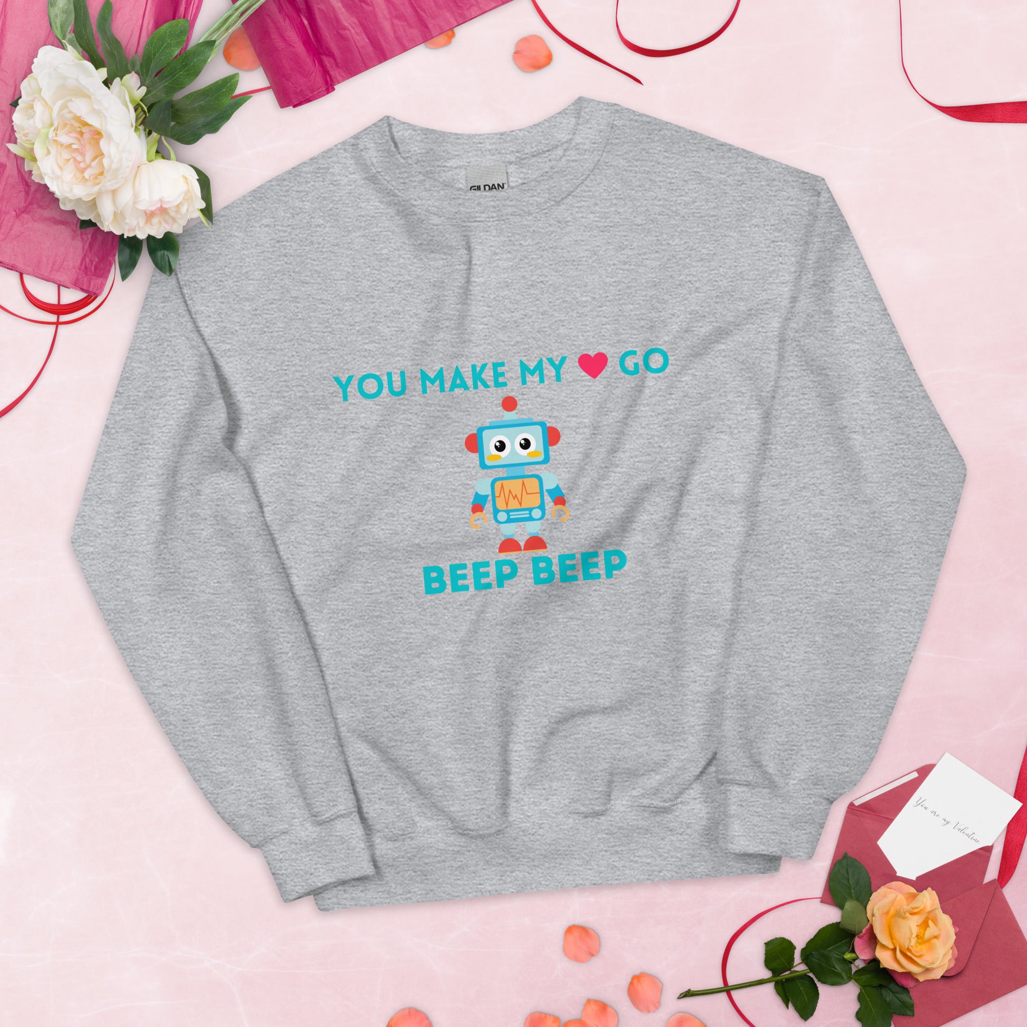 You make my heart go beep beep Robot Sweatshirt Sport Grey