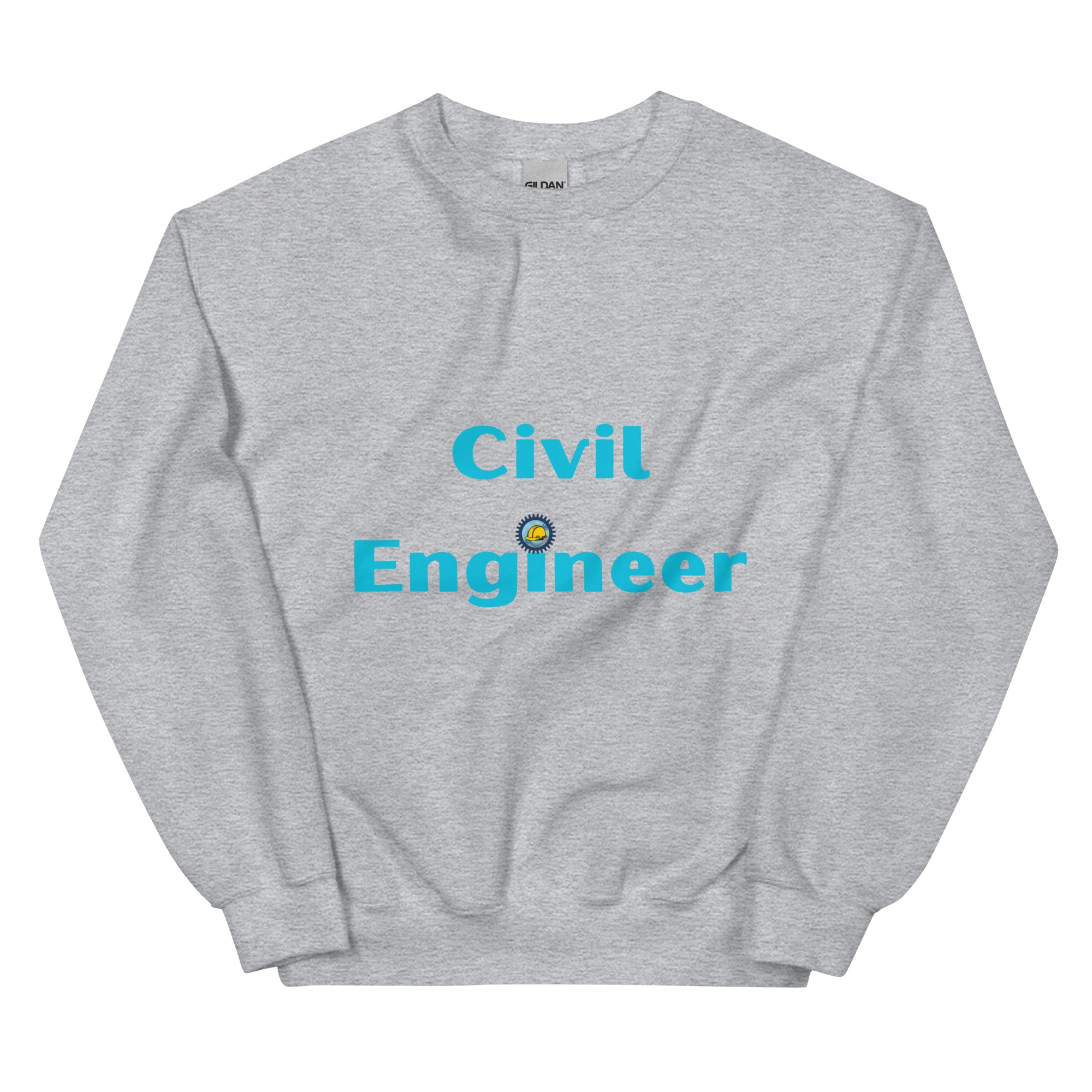 Civil Engineer Cogs and Hardhat Sweatshirt Sport Grey