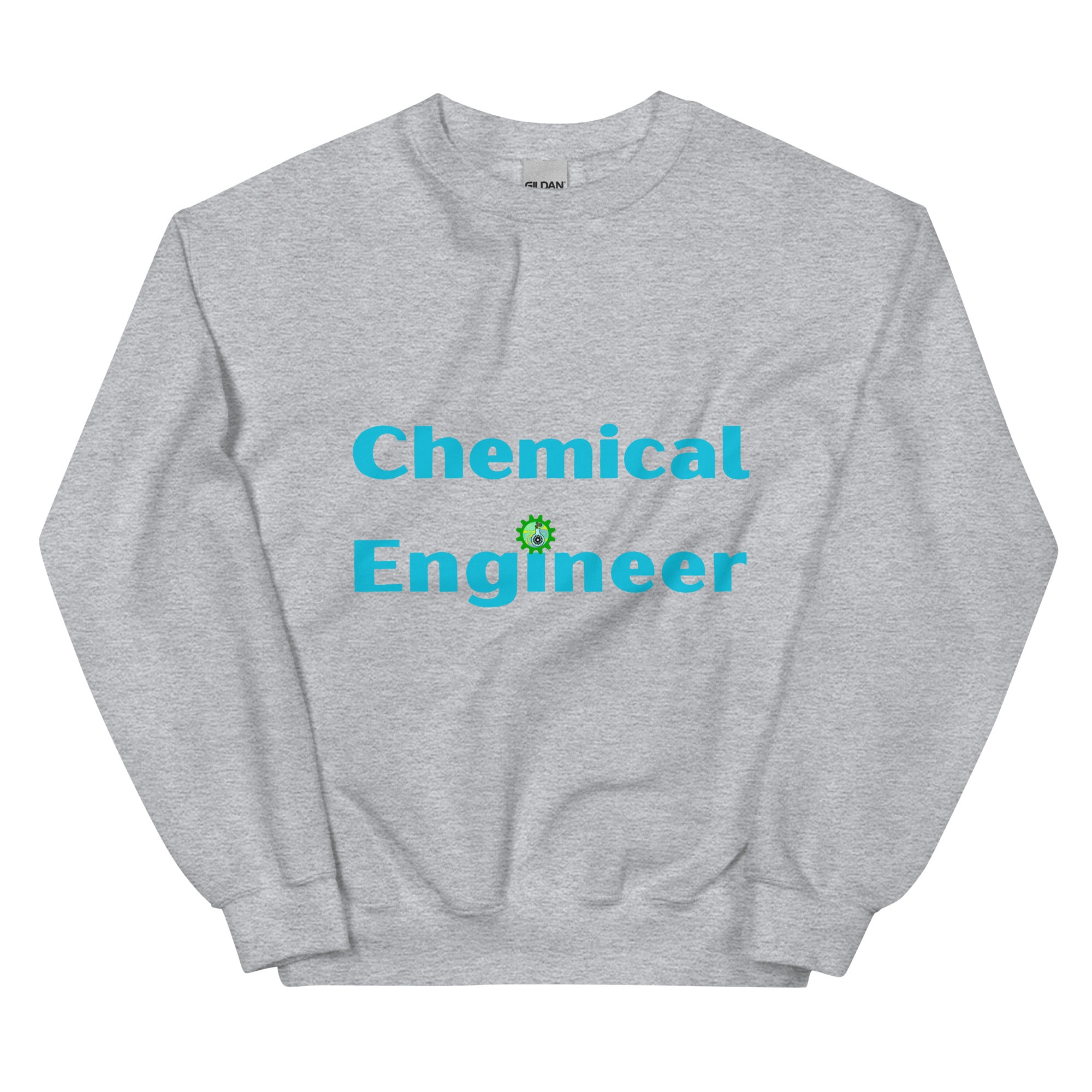 Chemical Engineer Cogs and Flask Sweatshirt Sport Grey