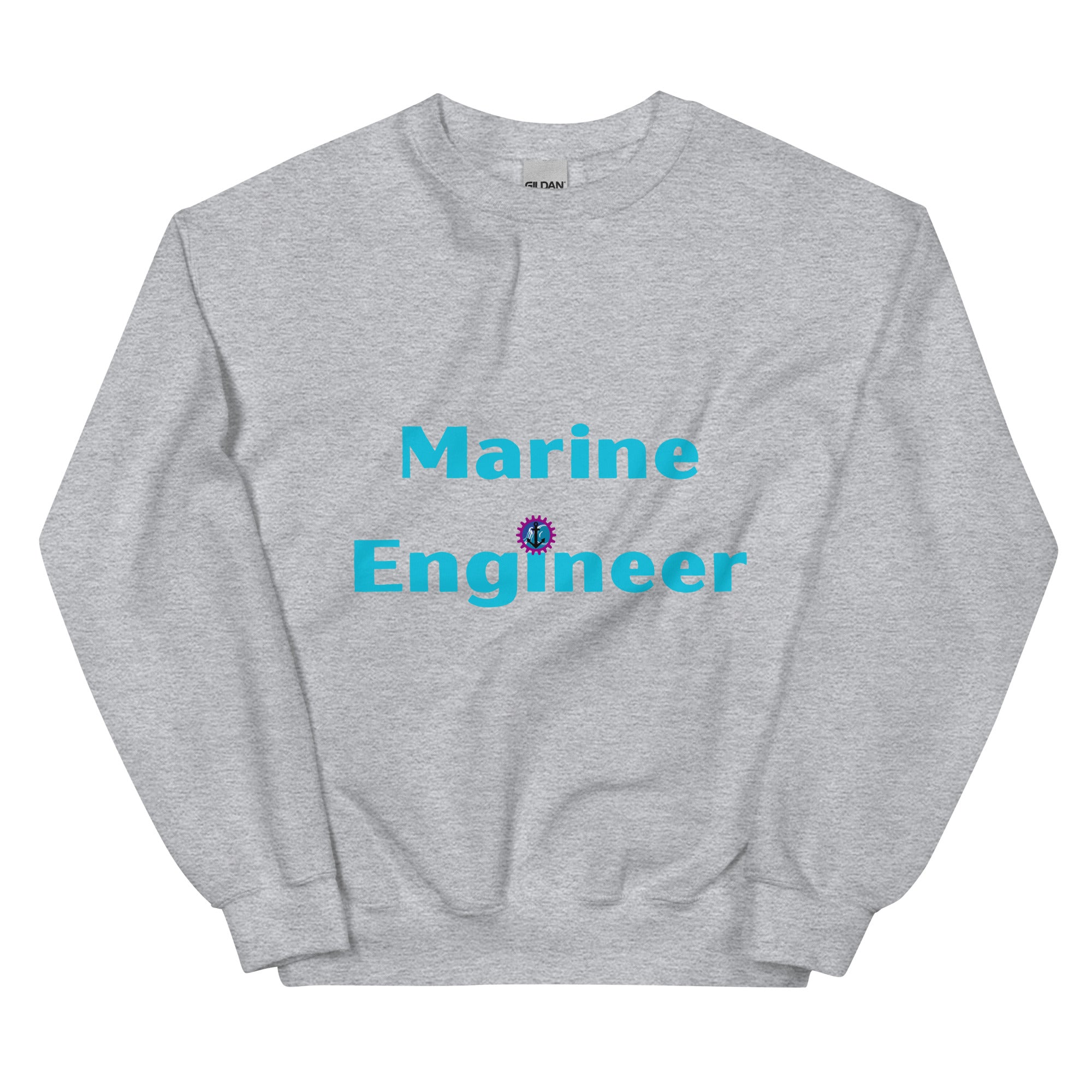 Marine Engineer Sweatshirt. Marine Engineering with anchor Top Sport Grey