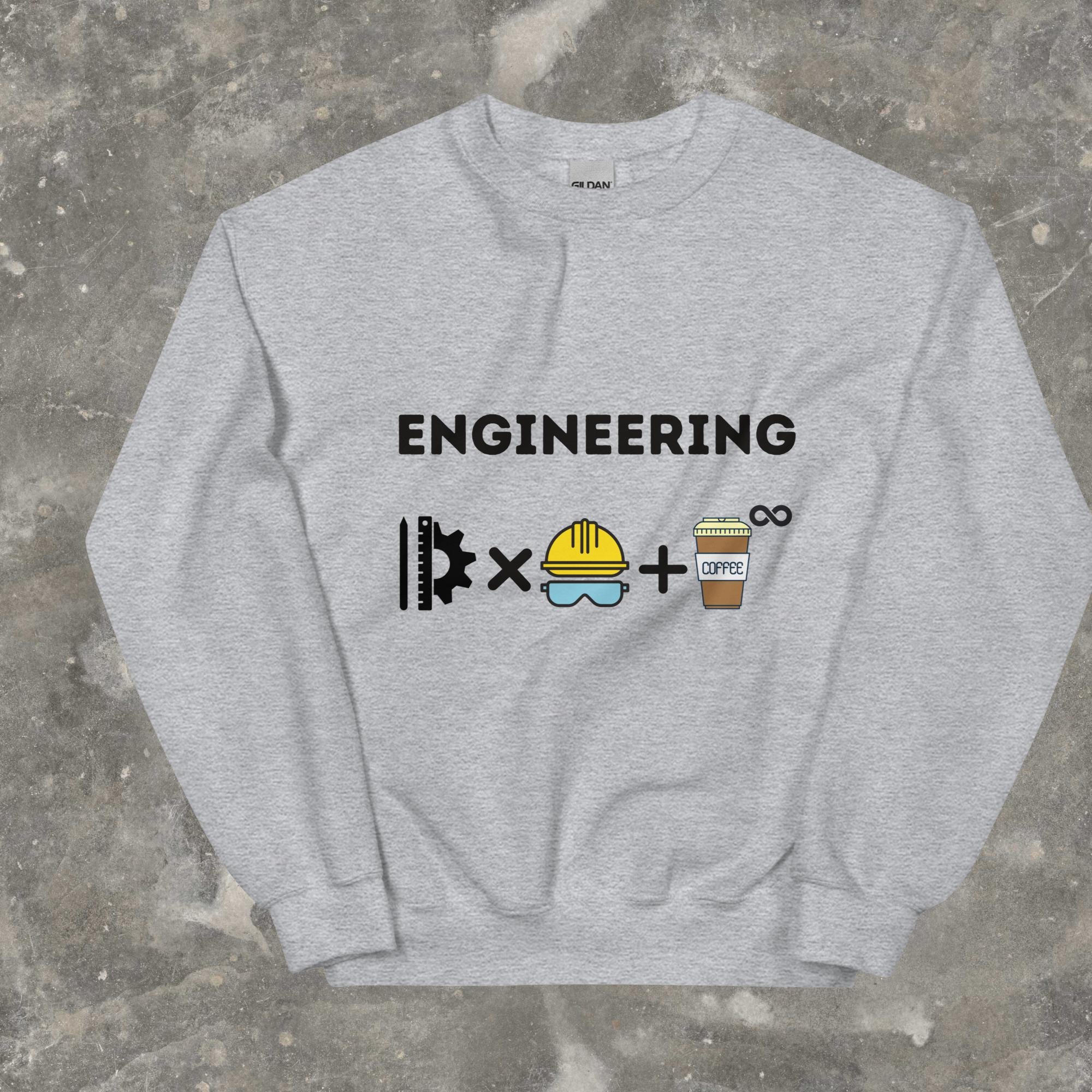 Engineering is Innovation, hard work and infinite cups of coffee Funny Sweatshirt Sport Grey