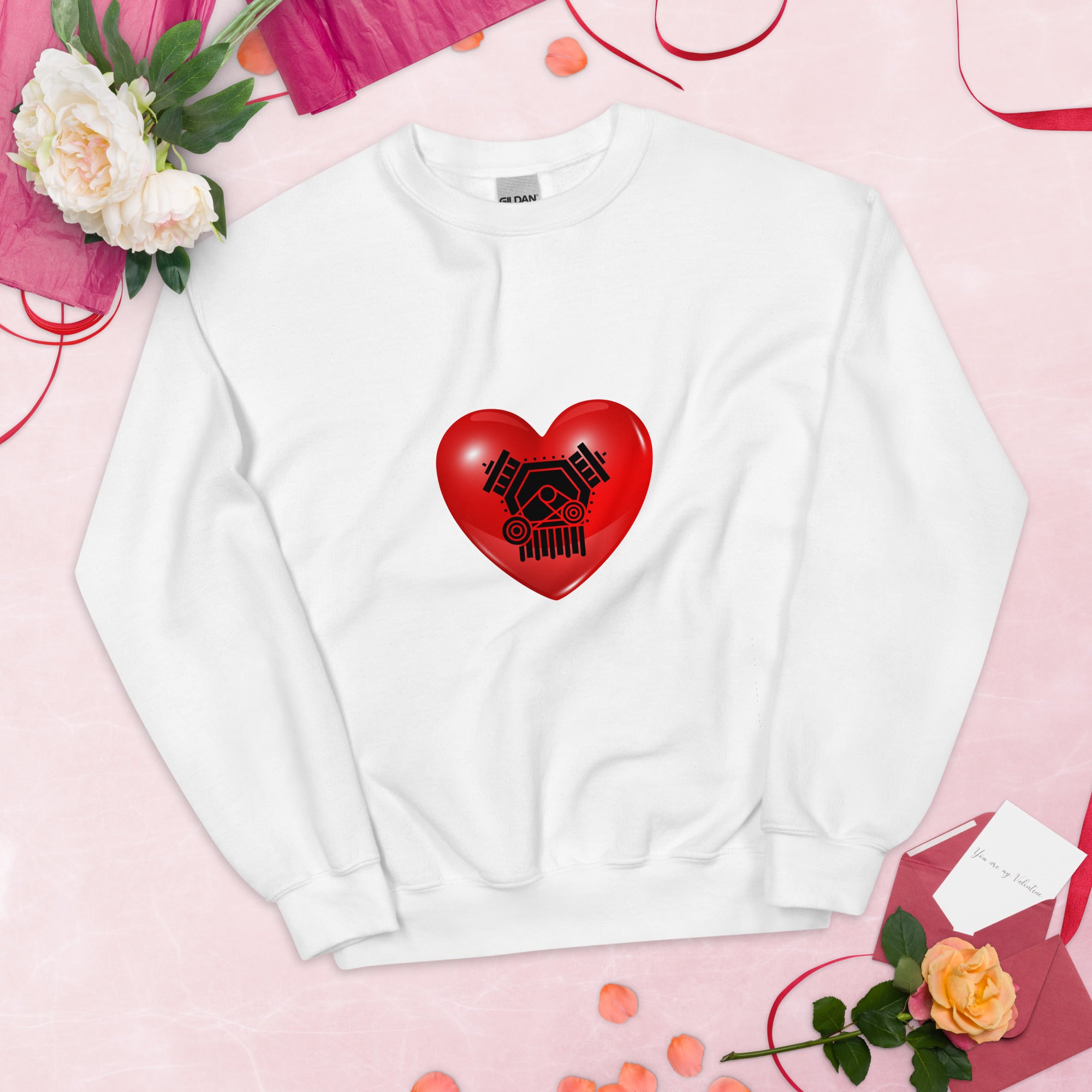 Love Engine Valentine Engineer Sweatshirt White