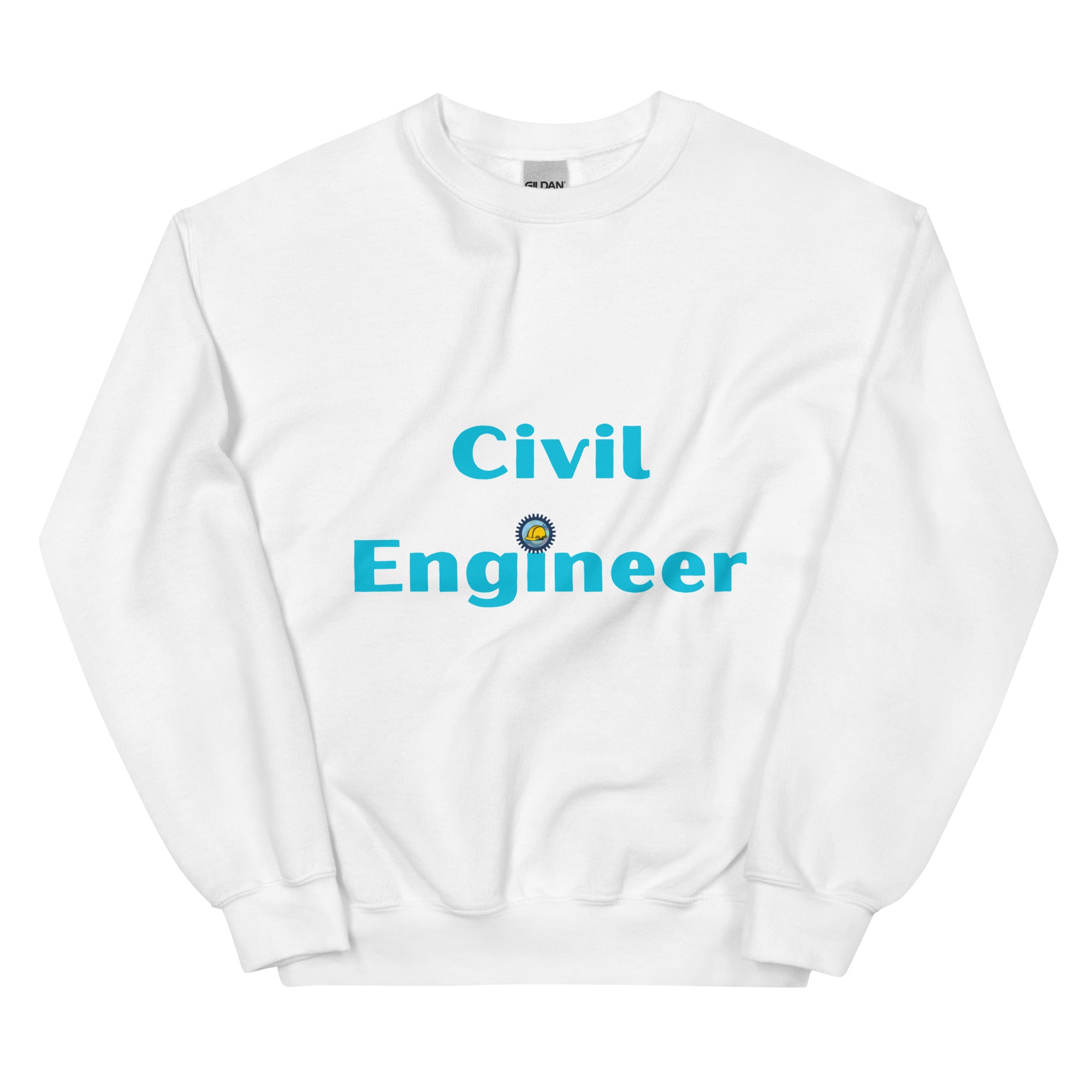 Civil Engineer Cogs and Hardhat Sweatshirt White