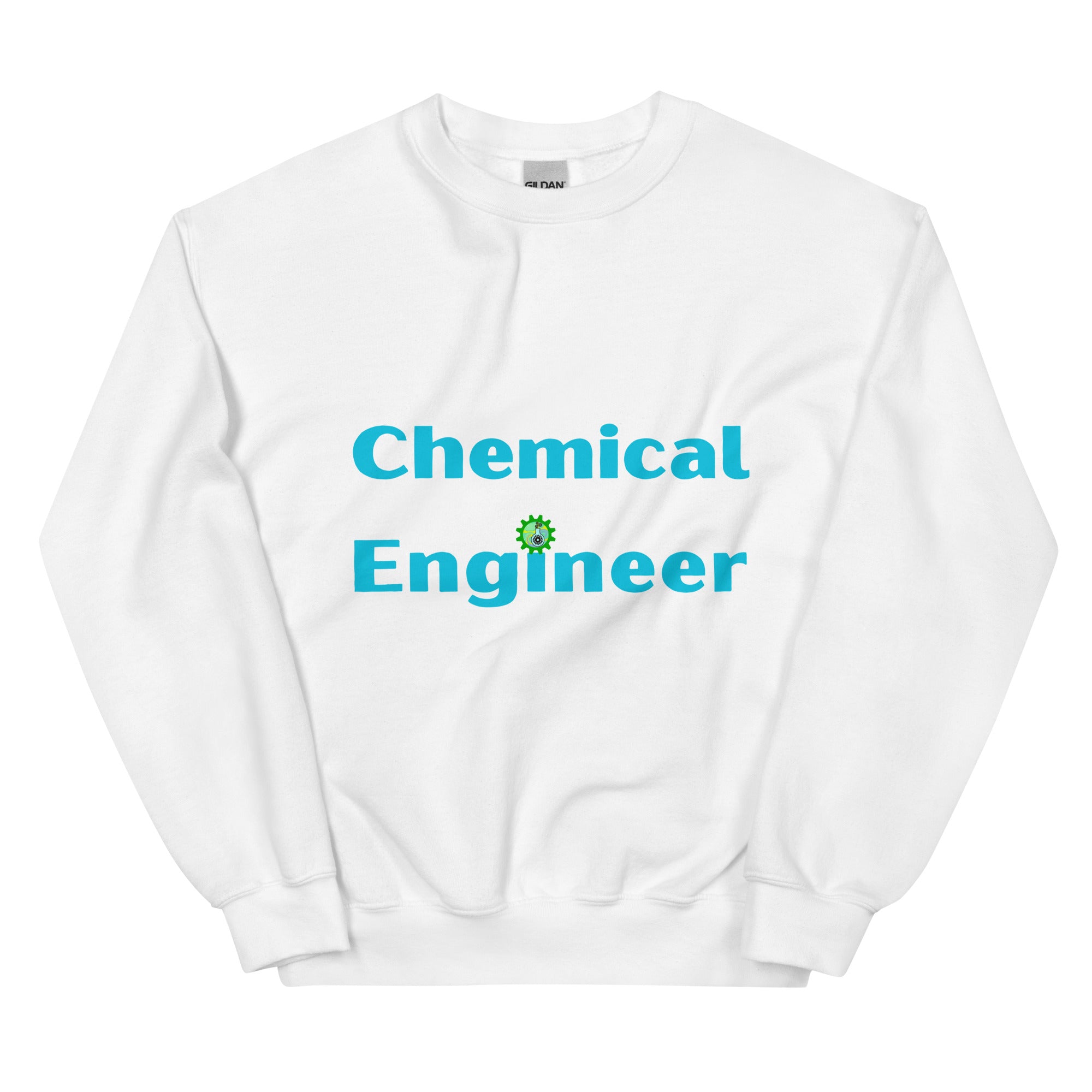 Chemical Engineer Cogs and Flask Sweatshirt White