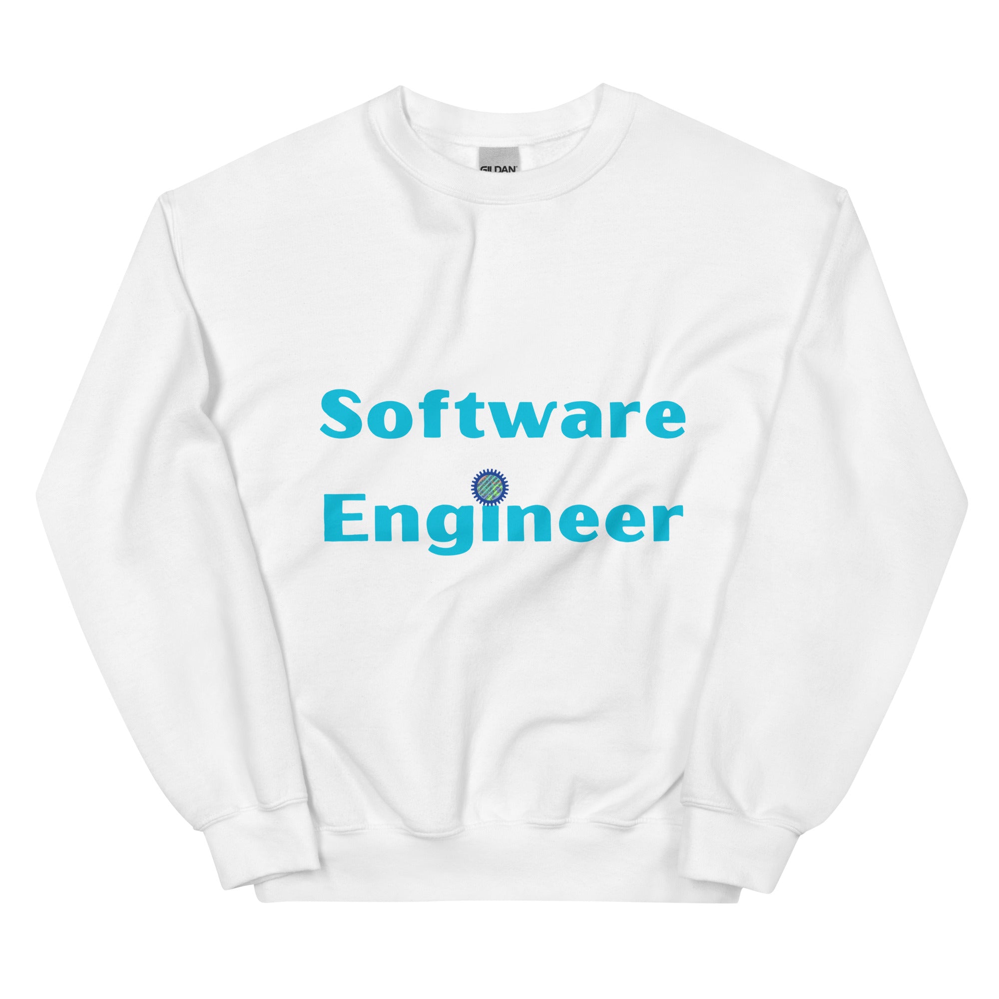 Software Engineer Sweatshirt. Software Engineering with cogs and binary code Top White