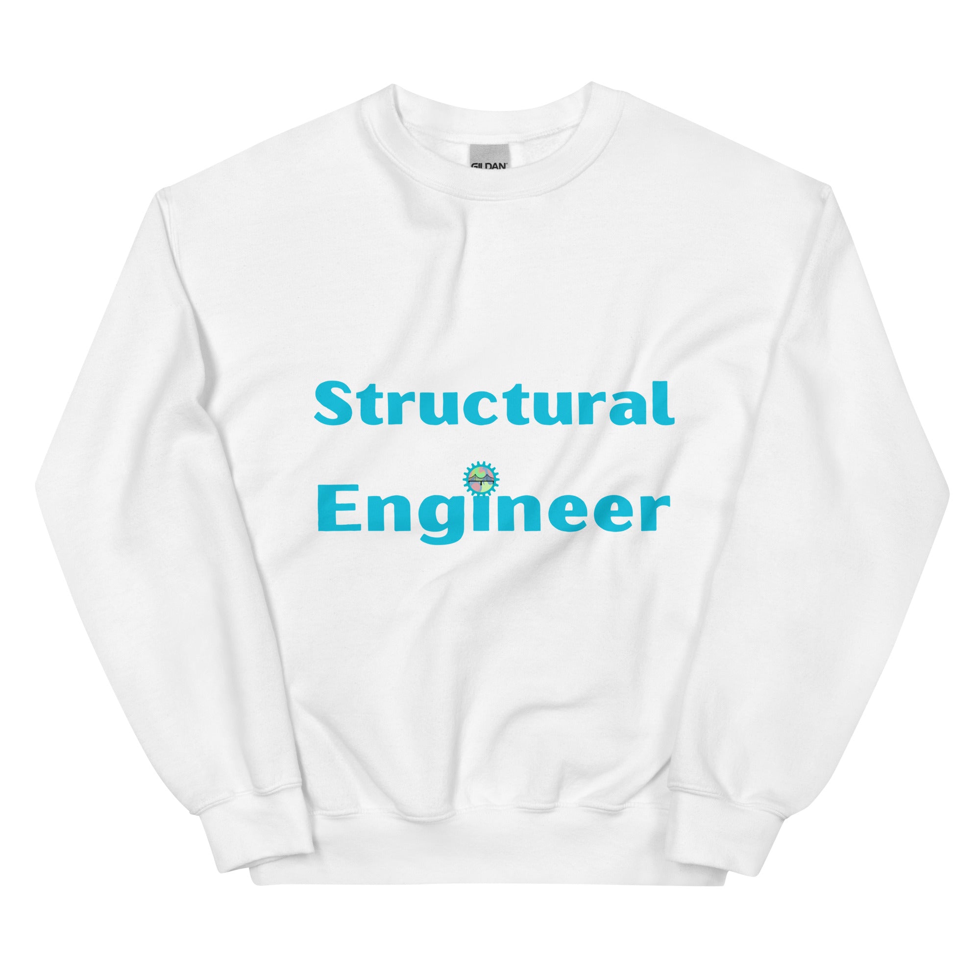 Structural Engineer Sweatshirt. Structural Engineering Top with cogs and bridge White