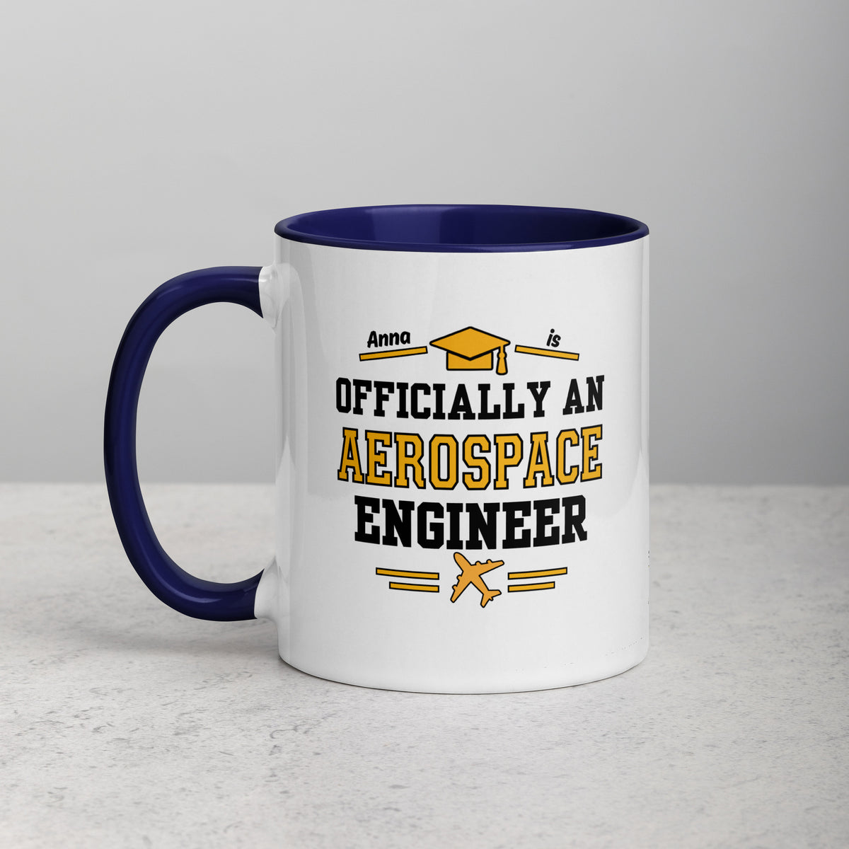 Personalised Aerospace Engineer Graduation Mug | Aerospace Engineering Graduate Gift Dark Blue