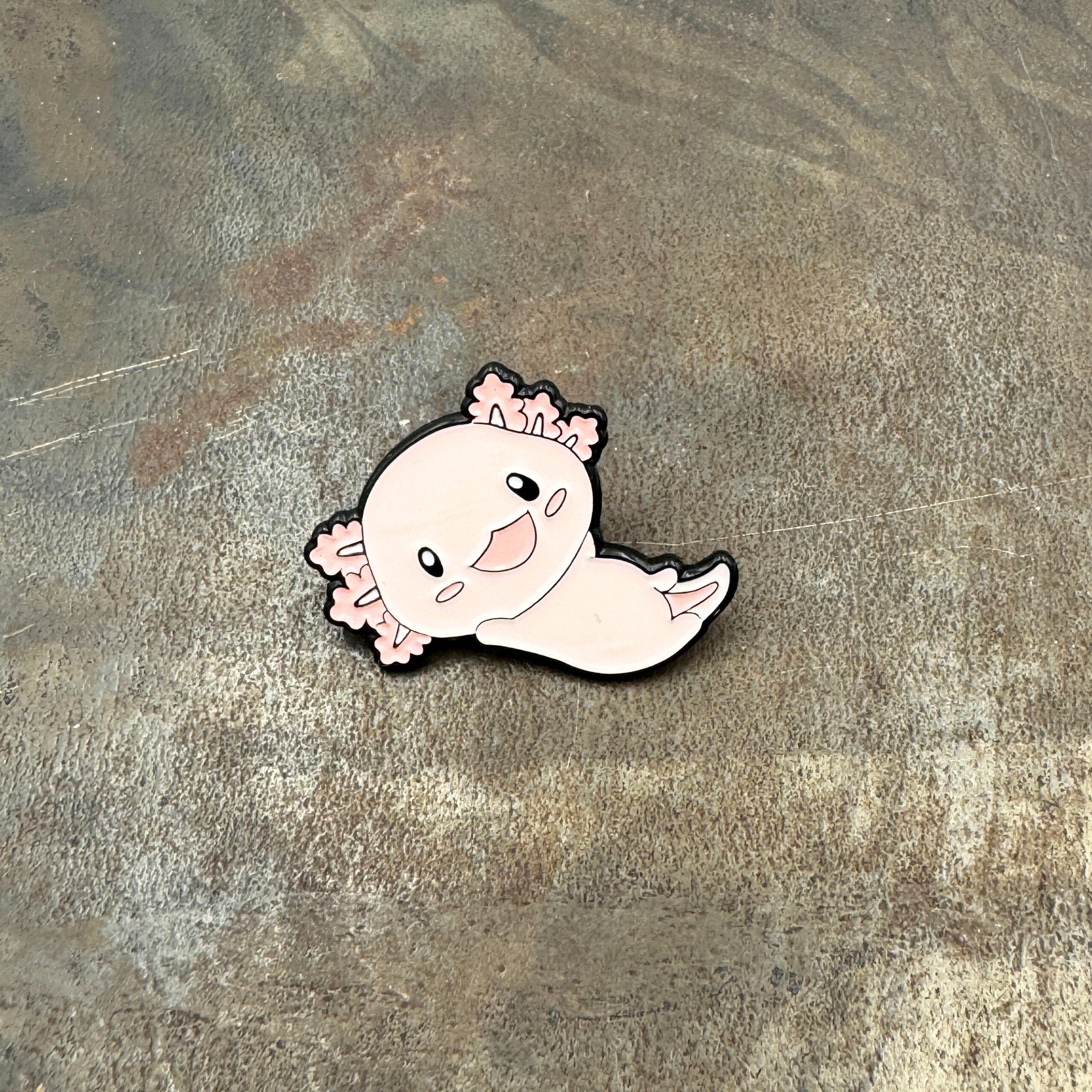 Adorable Kawaii Axolotl Happy Pink Enamel Pin Badge