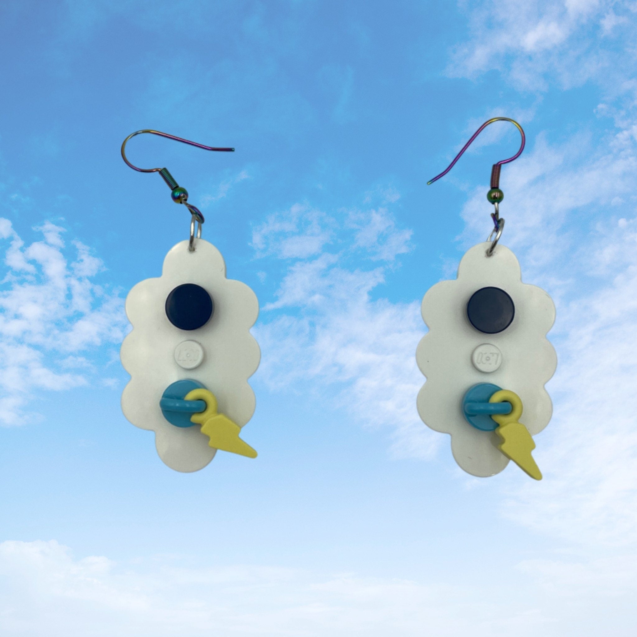 Cloud Earrings made with upcycled LEGO®