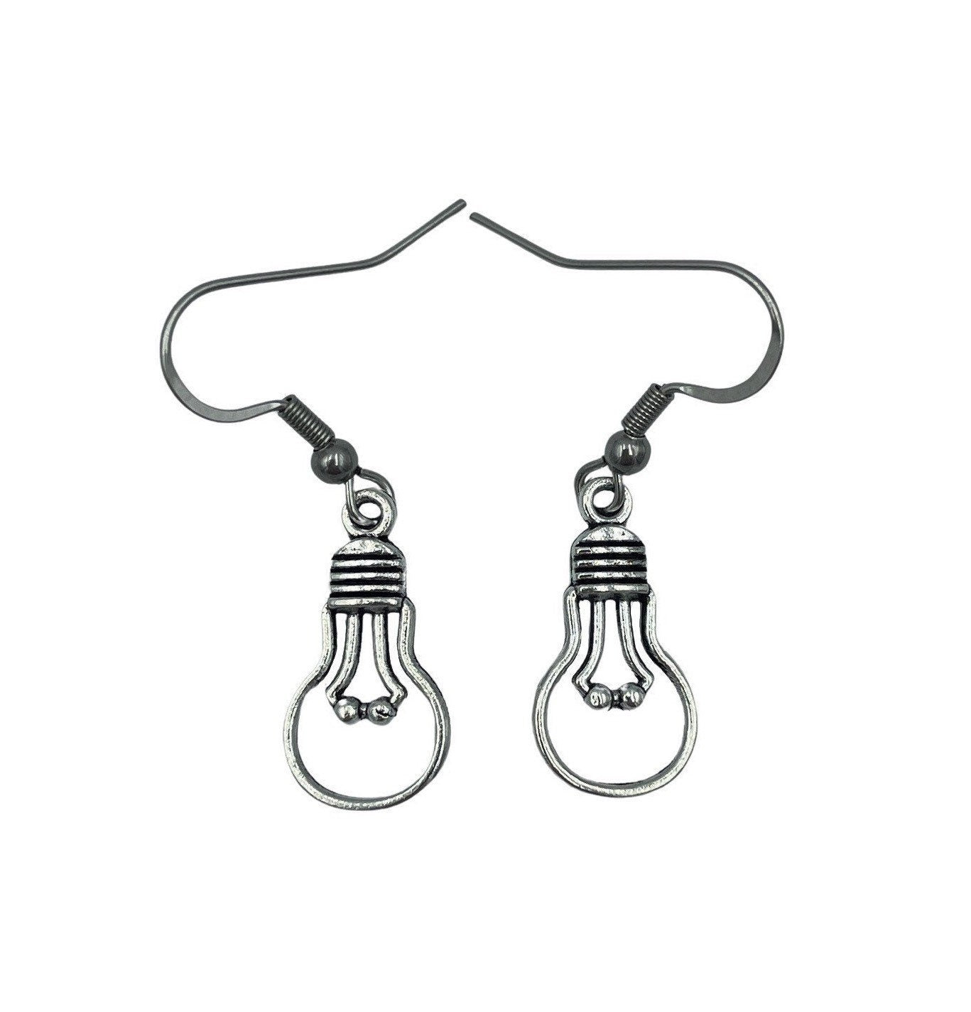 Silver Lightbulb Minimalist Earrings. Perfect gift for any person brimming with ideas!