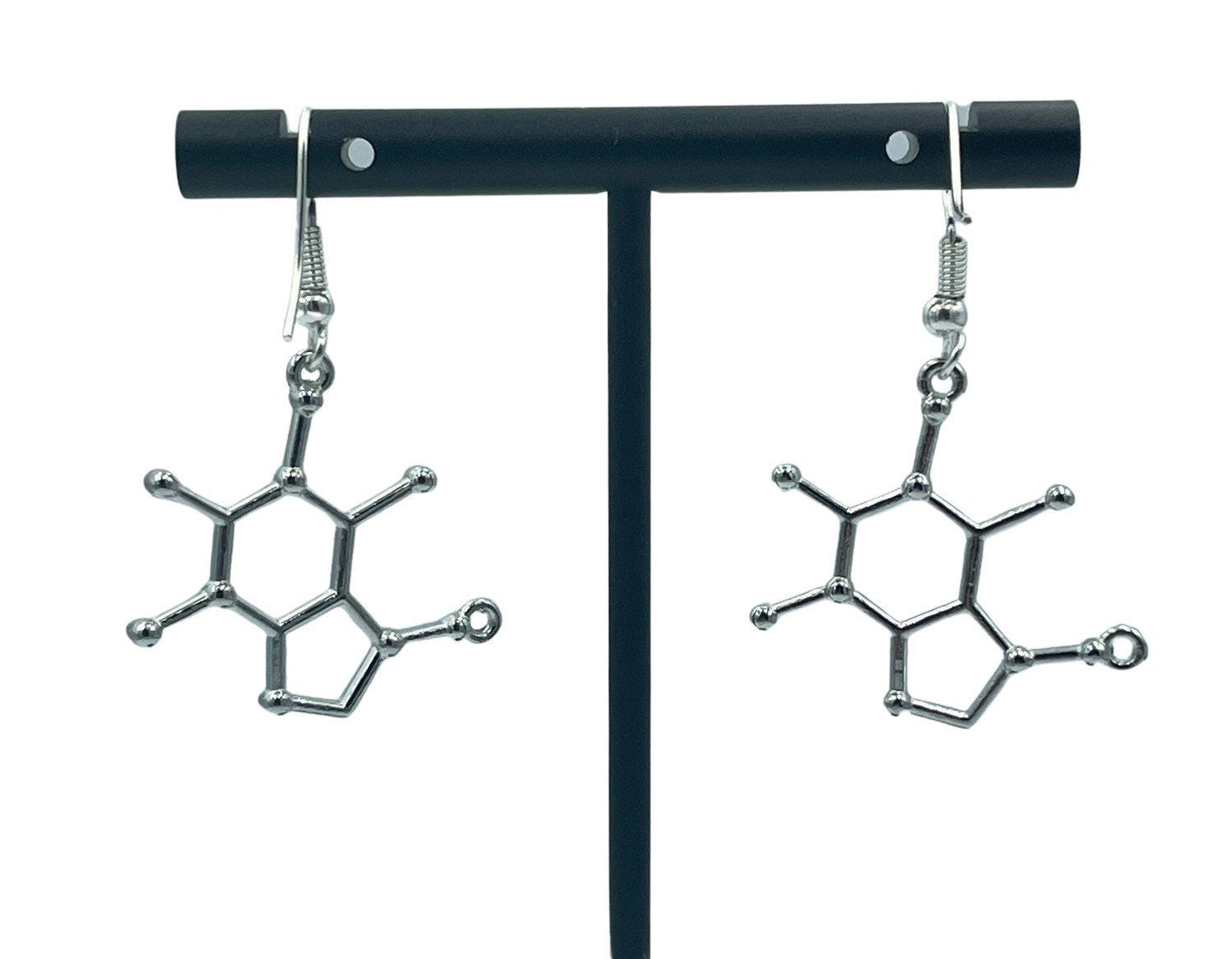 Caffeine Molecule Minimalist Geometric Earrings