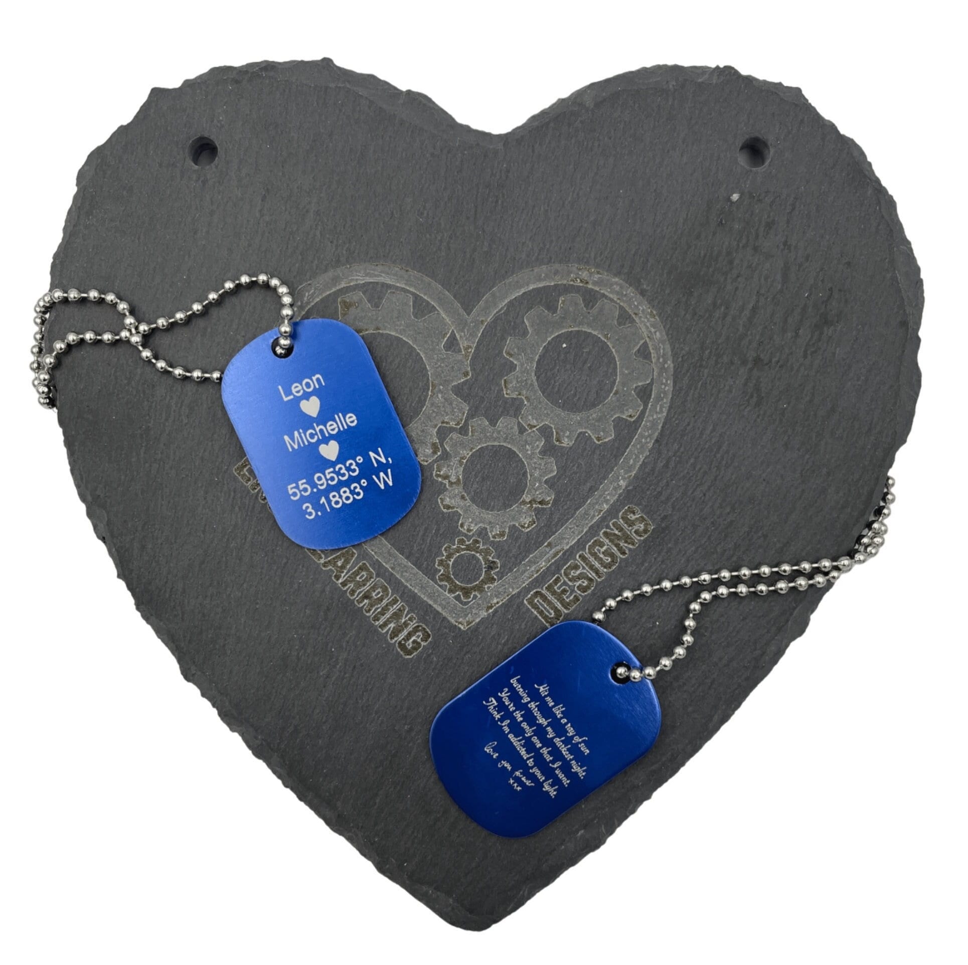 Personalised Blue Tag Pendant Necklace. Thoughtful military style jewellery for him