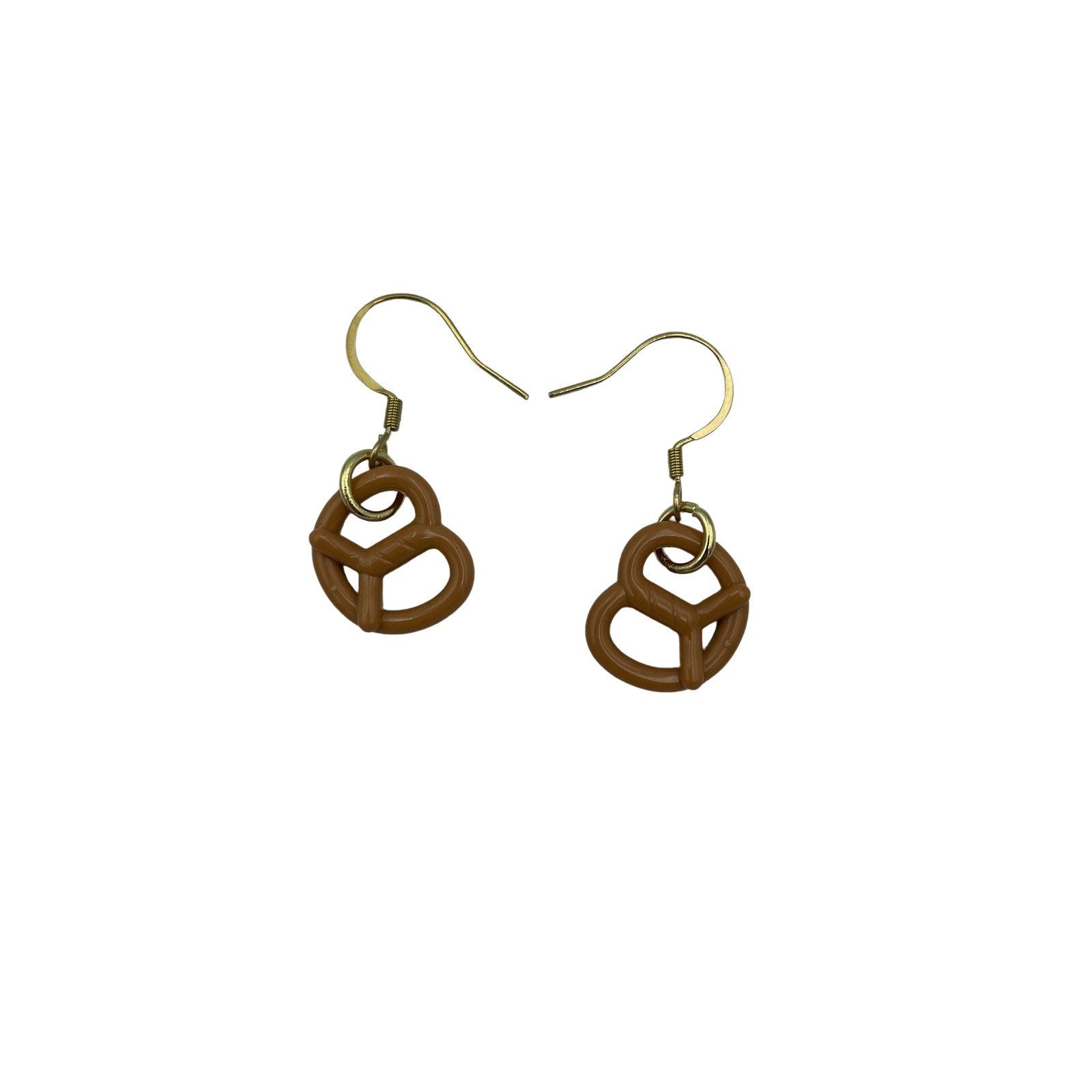 Pretzel Earrings made with upcycled LEGO® Gold tone Wires