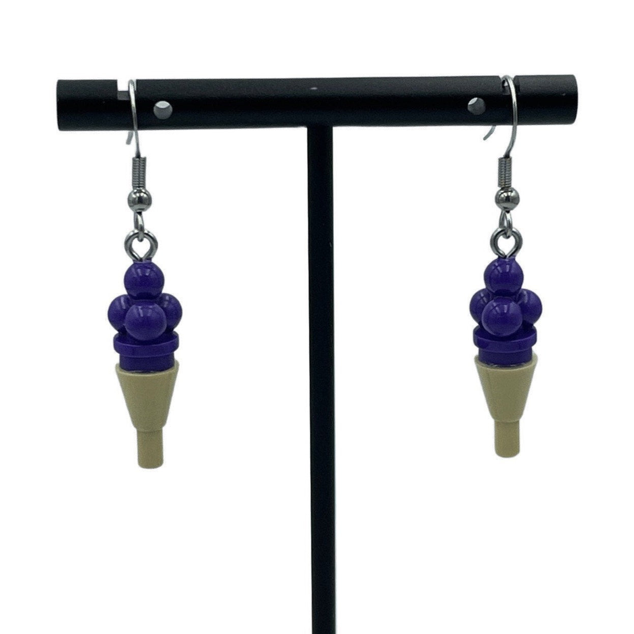 Triple Scoop Purple Ice cream Earrings made with upcycled LEGO®