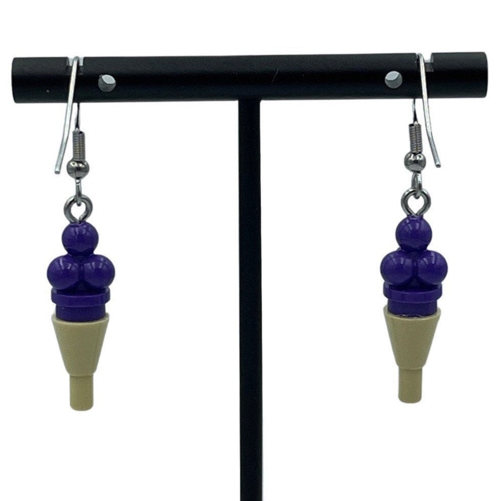 Triple Scoop Purple Ice cream Earrings made with upcycled LEGO®