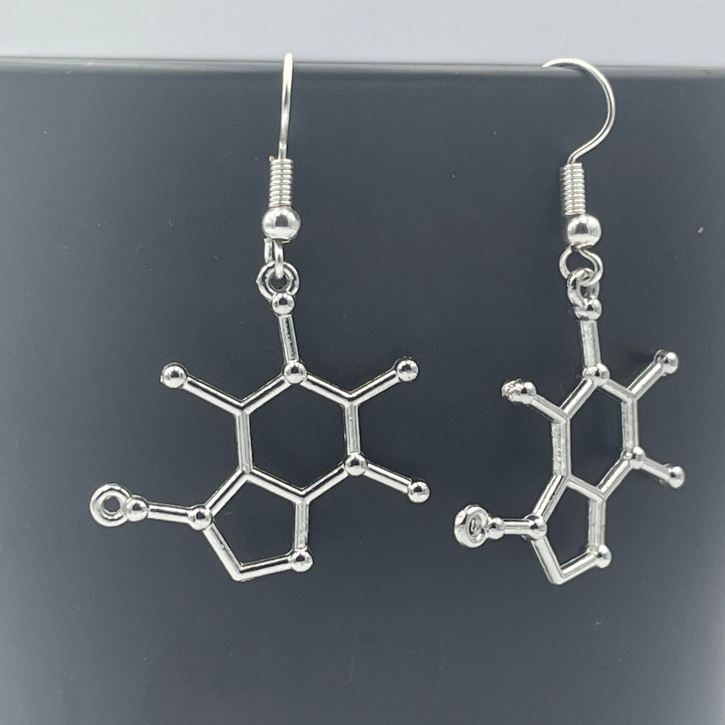 Caffeine Molecule Minimalist Geometric Earrings