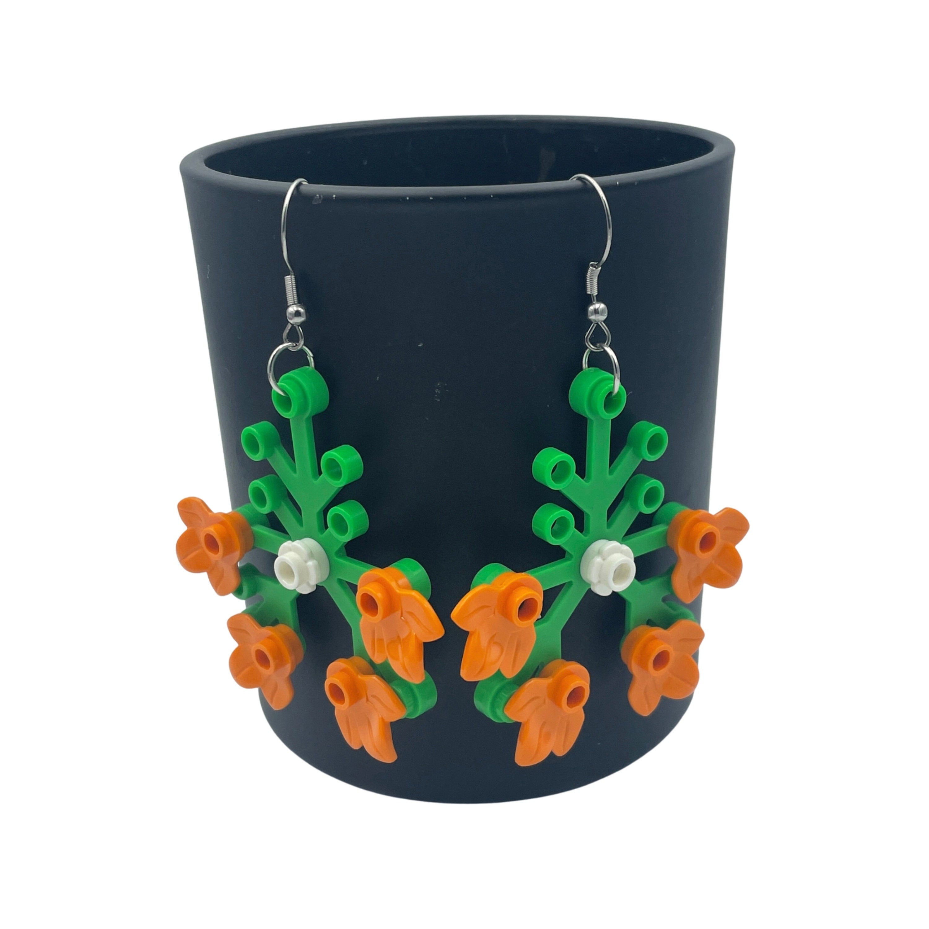 Floral Plant Earrings made with upcycled LEGO®