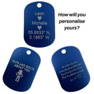 Personalised Blue Tag Pendant Necklace. Thoughtful military style jewellery for him