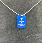 Personalised Blue Tag Pendant Necklace. Thoughtful military style jewellery for him