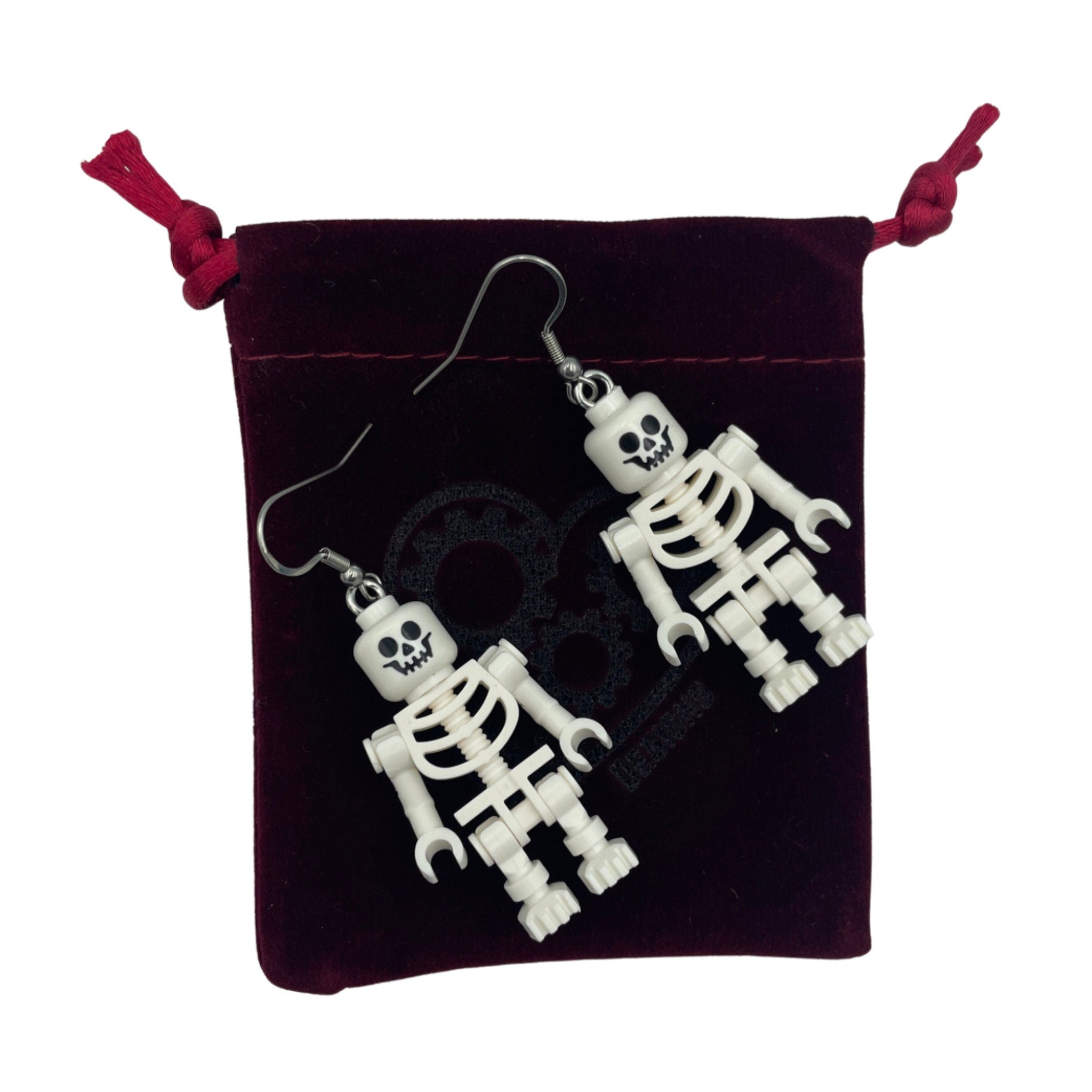 Skeleton Earrings made with upcycled LEGO®