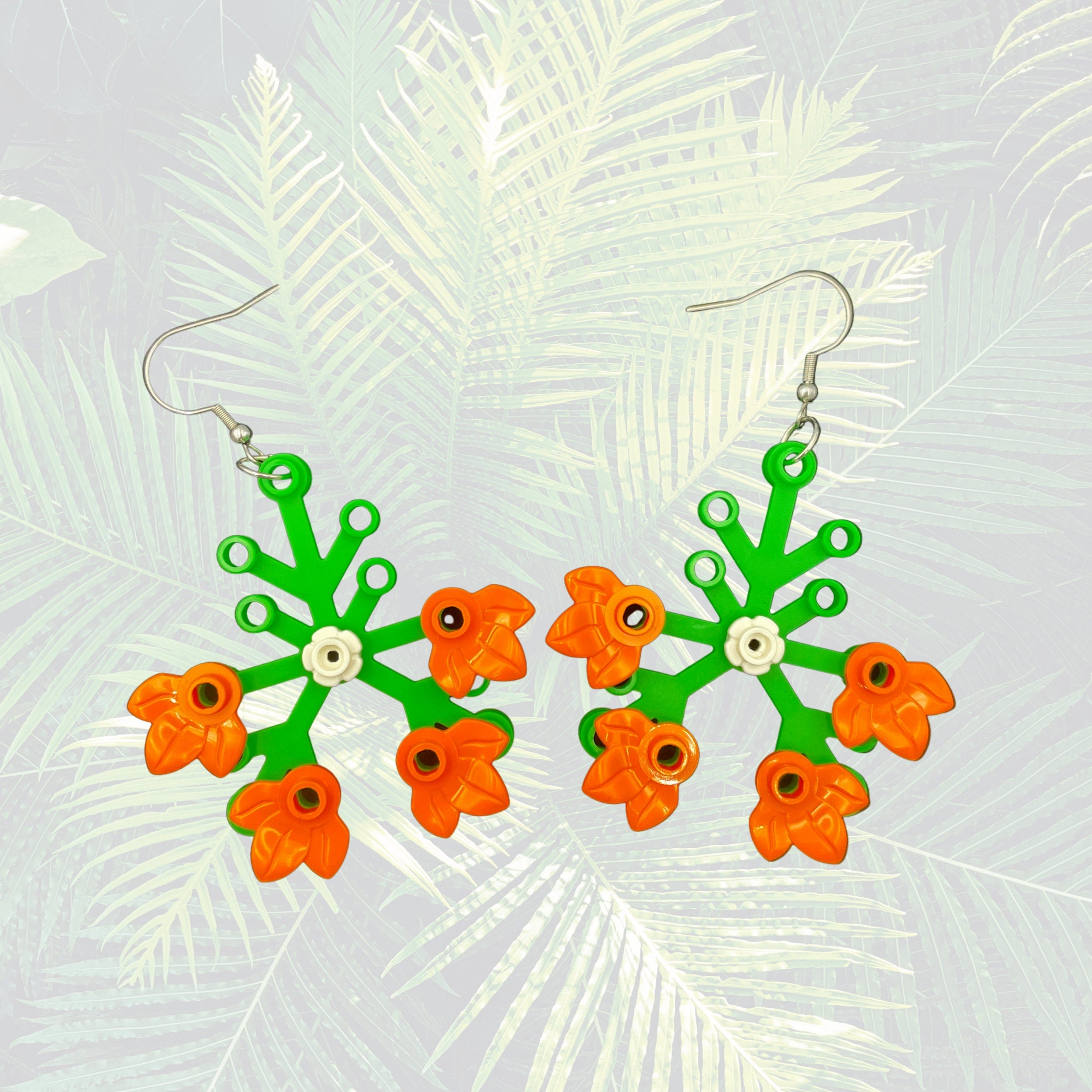 Floral Plant Earrings made with upcycled LEGO®