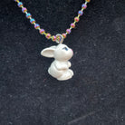 Cute Bunny made with upcycled LEGO® on Rainbow Necklace