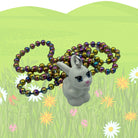 Cute Bunny made with upcycled LEGO® on Rainbow Necklace