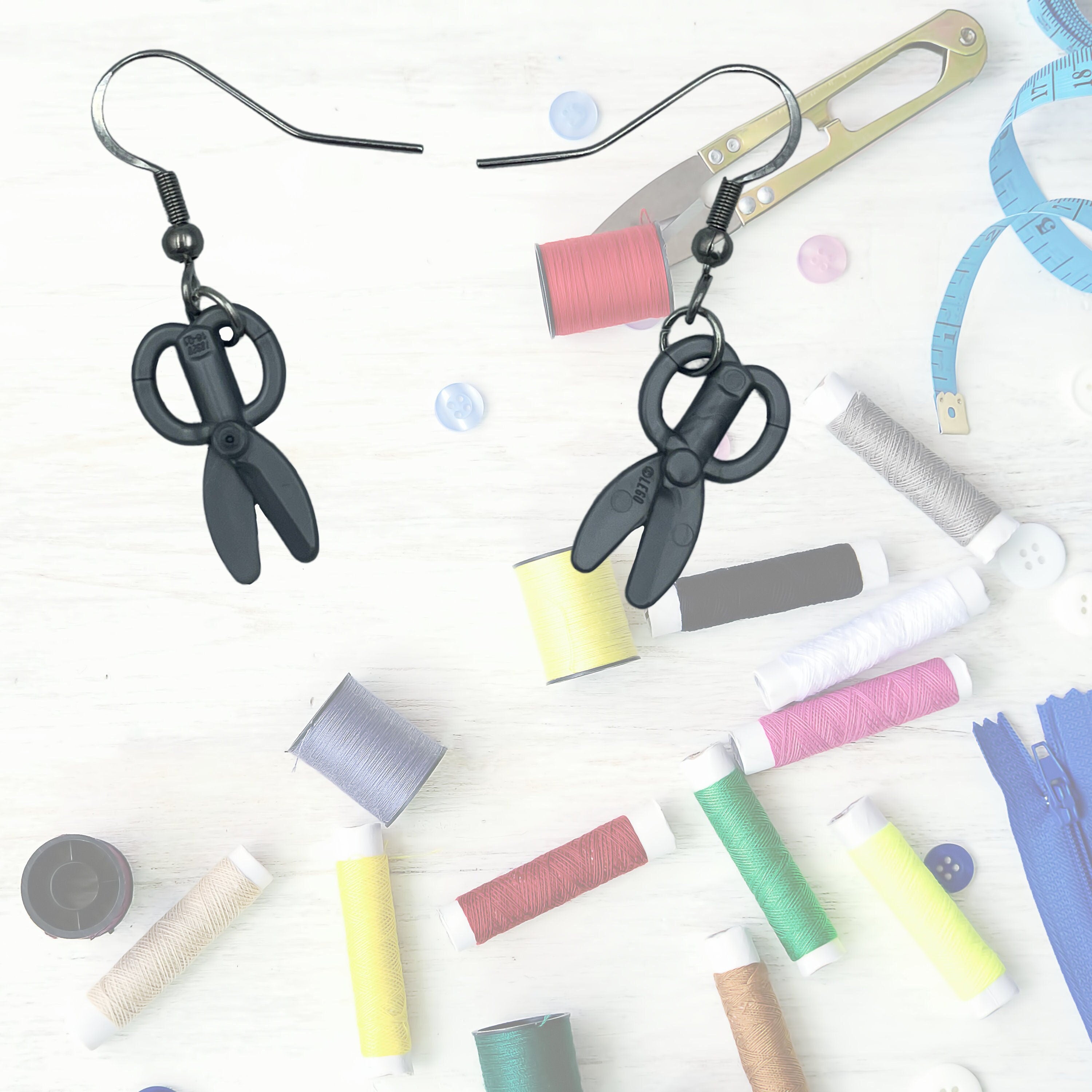 Super Cute Scissors Earrings made with upcycled LEGO®