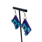 Purple Square Geometric Earrings made with upcycled LEGO®