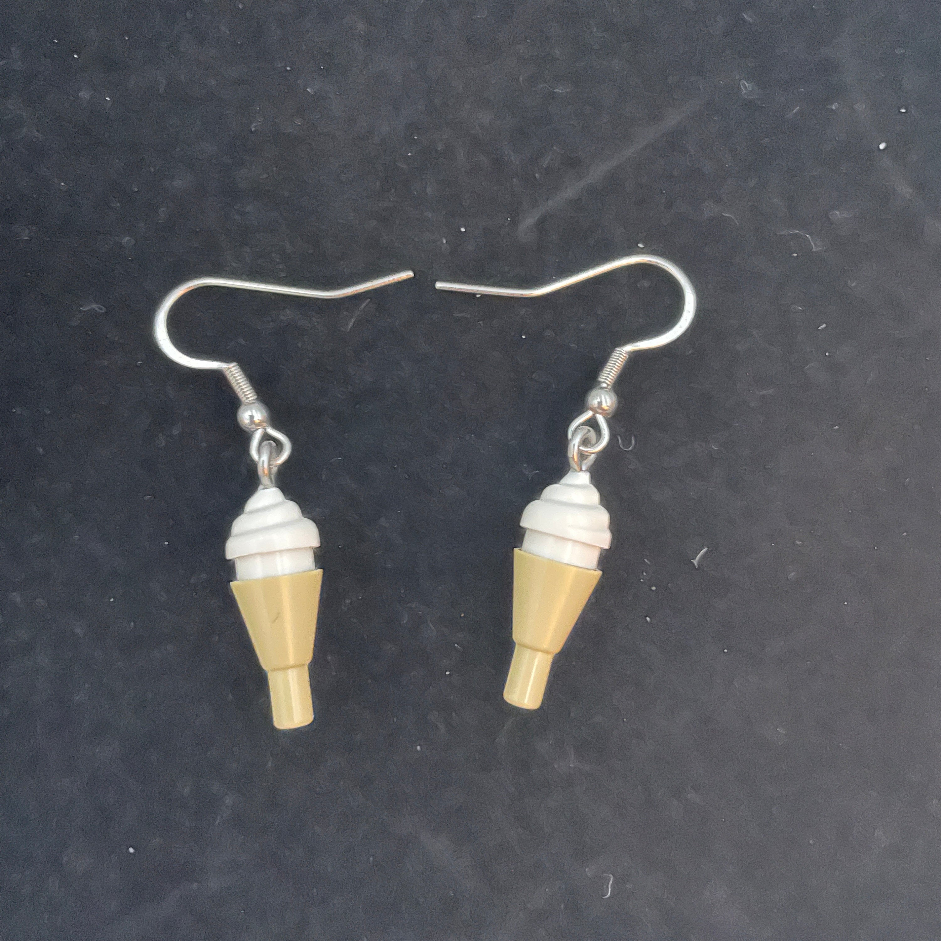 White Ice cream Swirl Earrings made with upcycled LEGO®