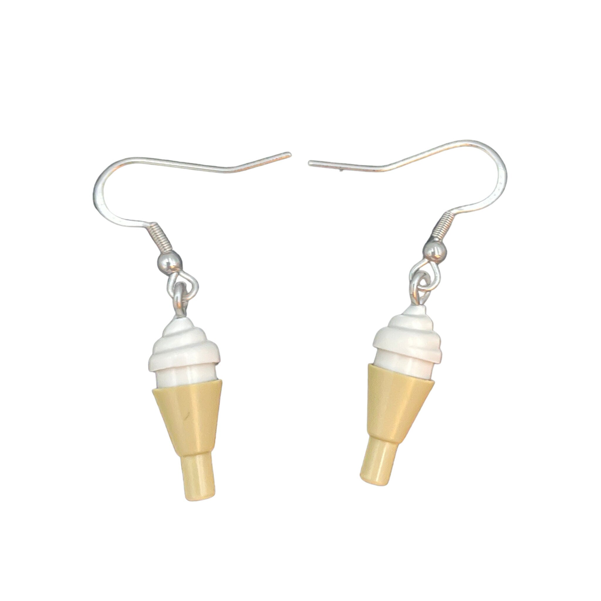 White Ice cream Swirl Earrings made with upcycled LEGO®