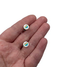 Rainbow Heart Stud Earrings made with upcycled LEGO®