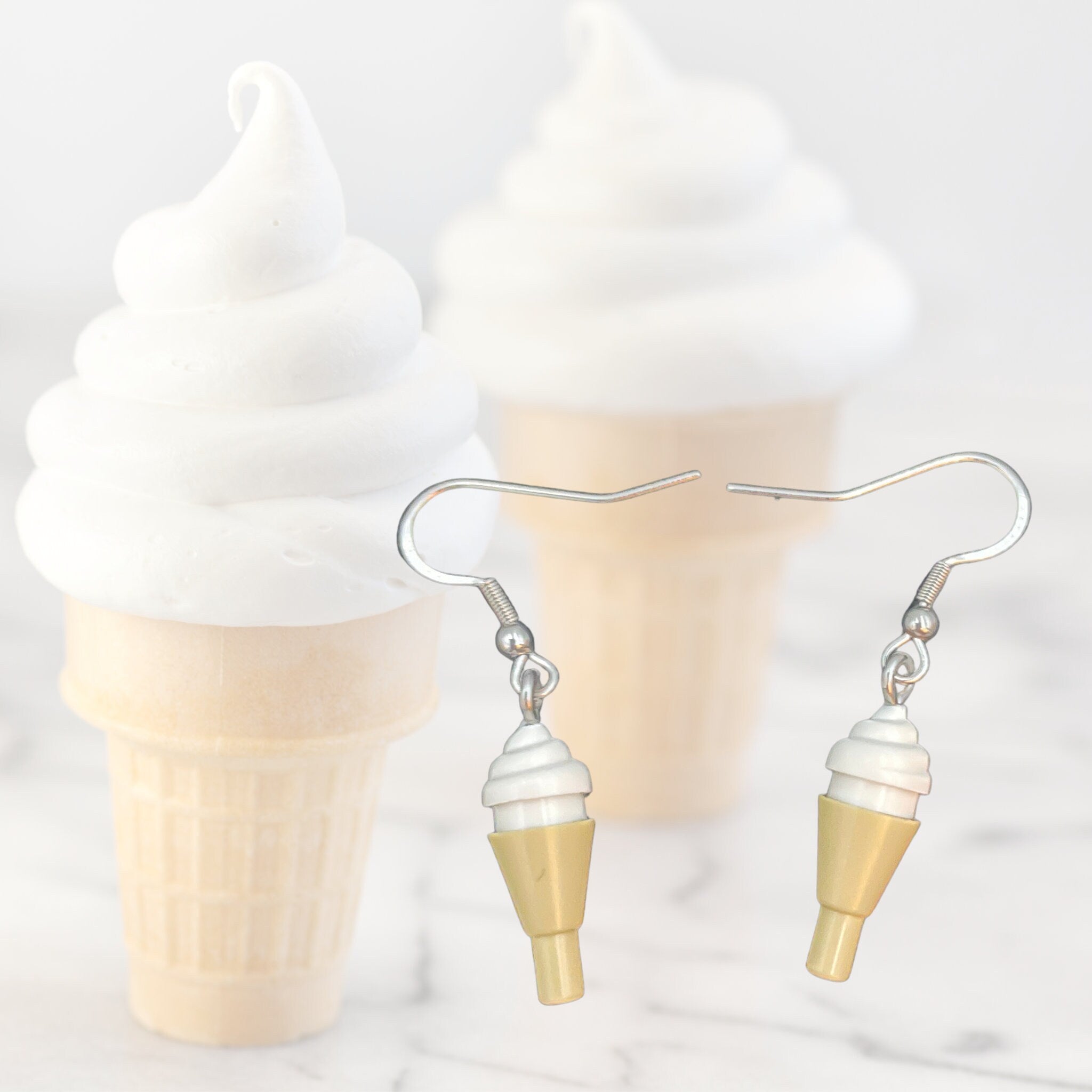 White Ice cream Swirl Earrings made with upcycled LEGO®