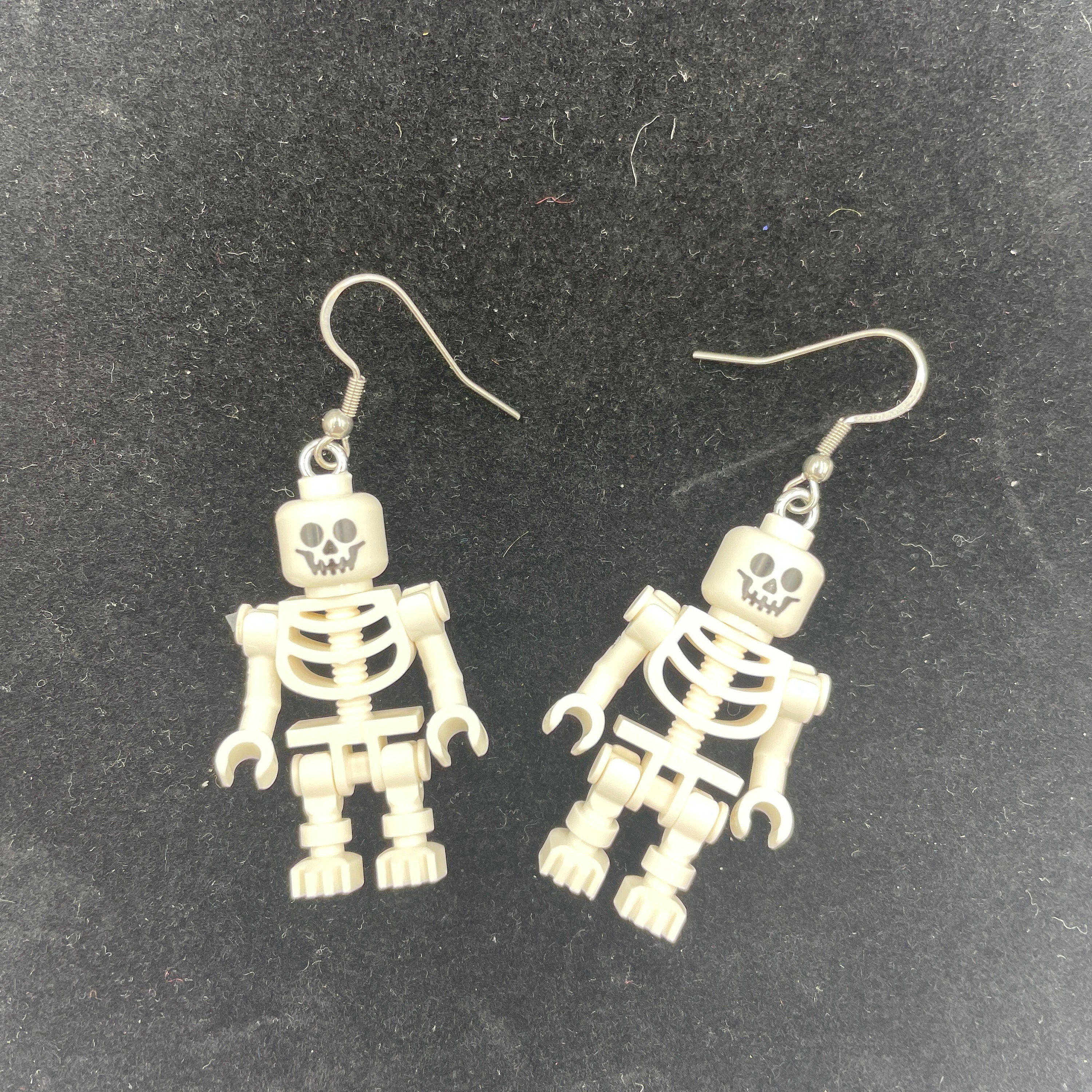 Skeleton Earrings made with upcycled LEGO®