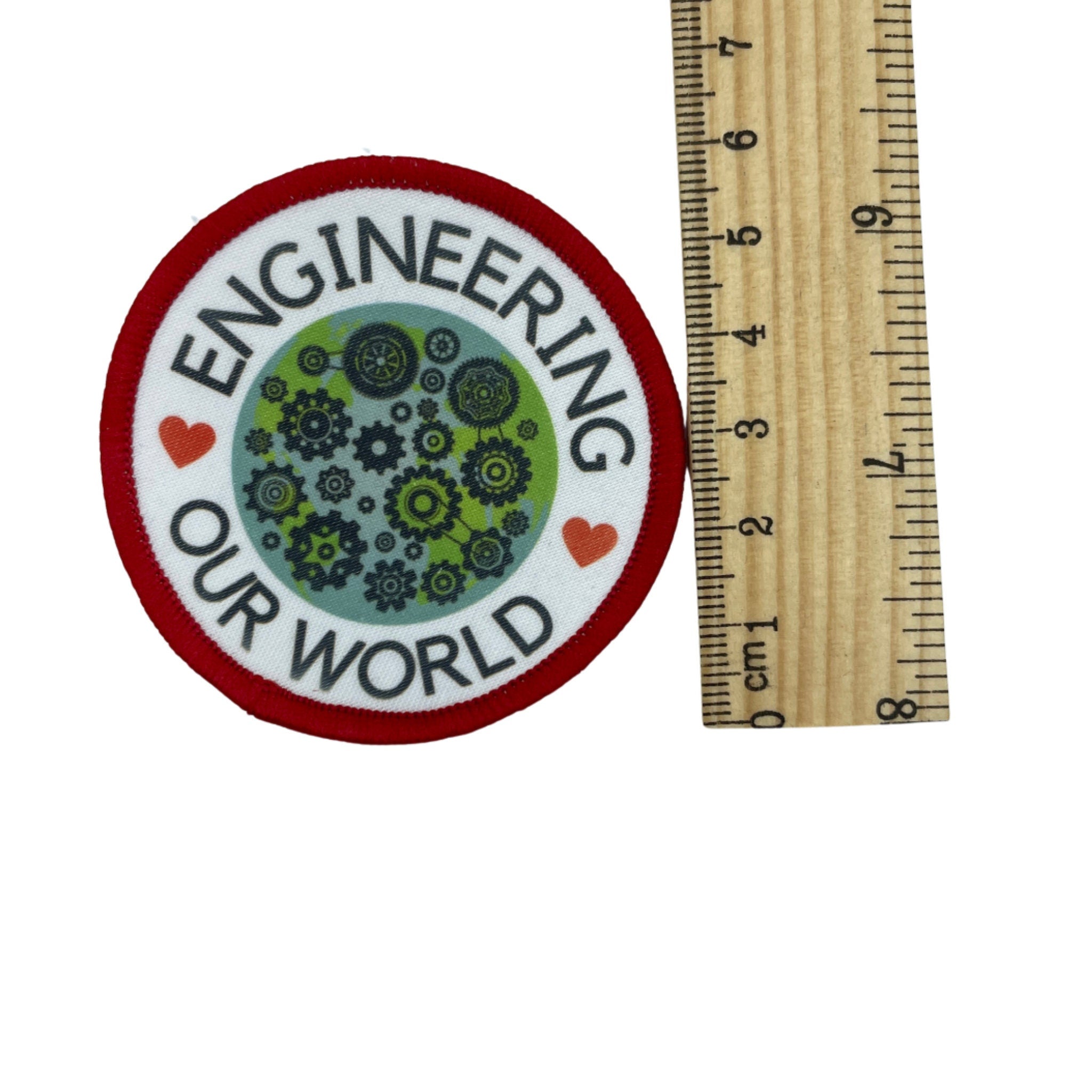 Engineering Our World Printed Iron on Patch. Celebrate Engineers