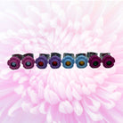 Colourful Flower Stud Earrings with a Diamanté Centre made with upcycled LEGO® Purple