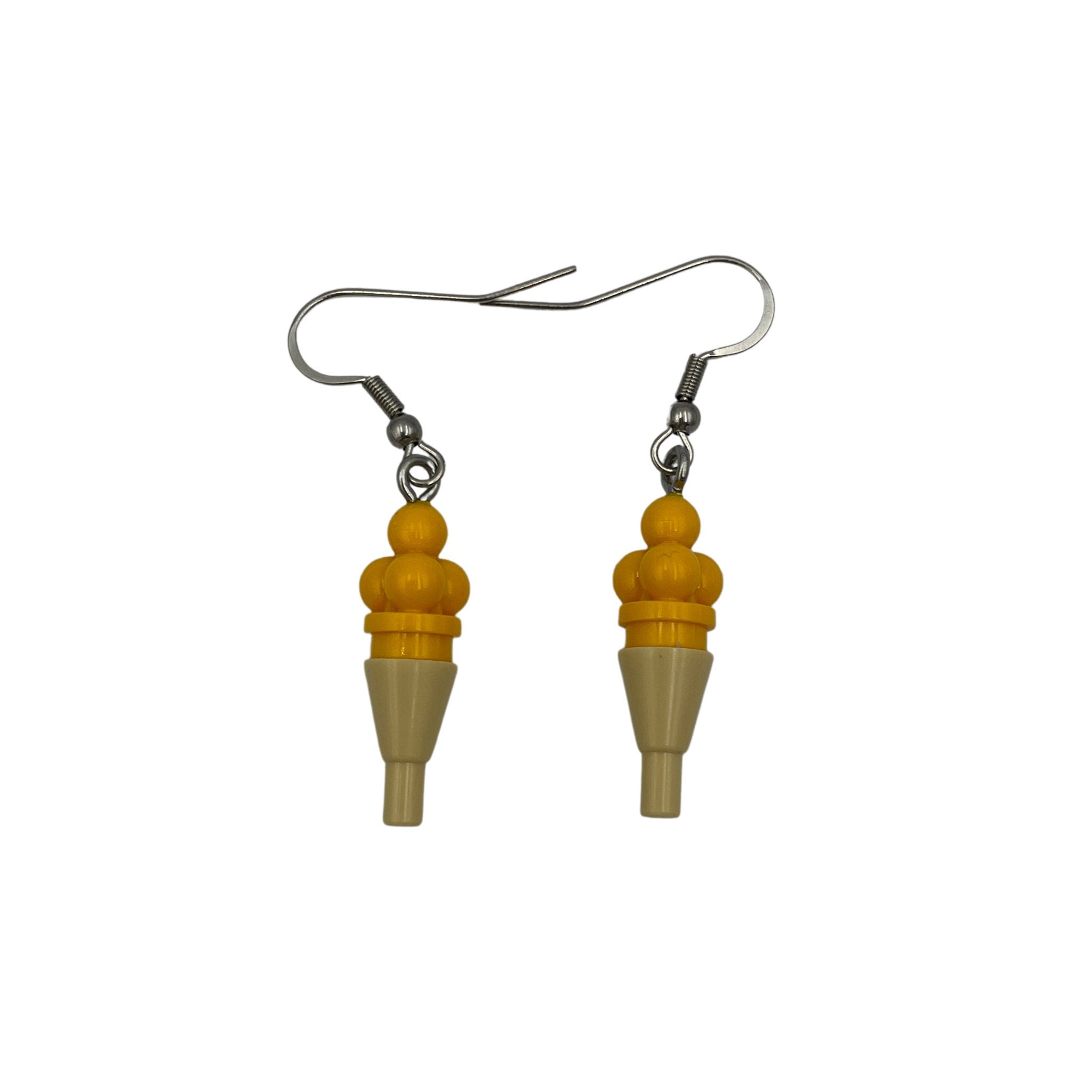 Triple Scoop Yellow Ice cream Earrings made with upcycled LEGO®