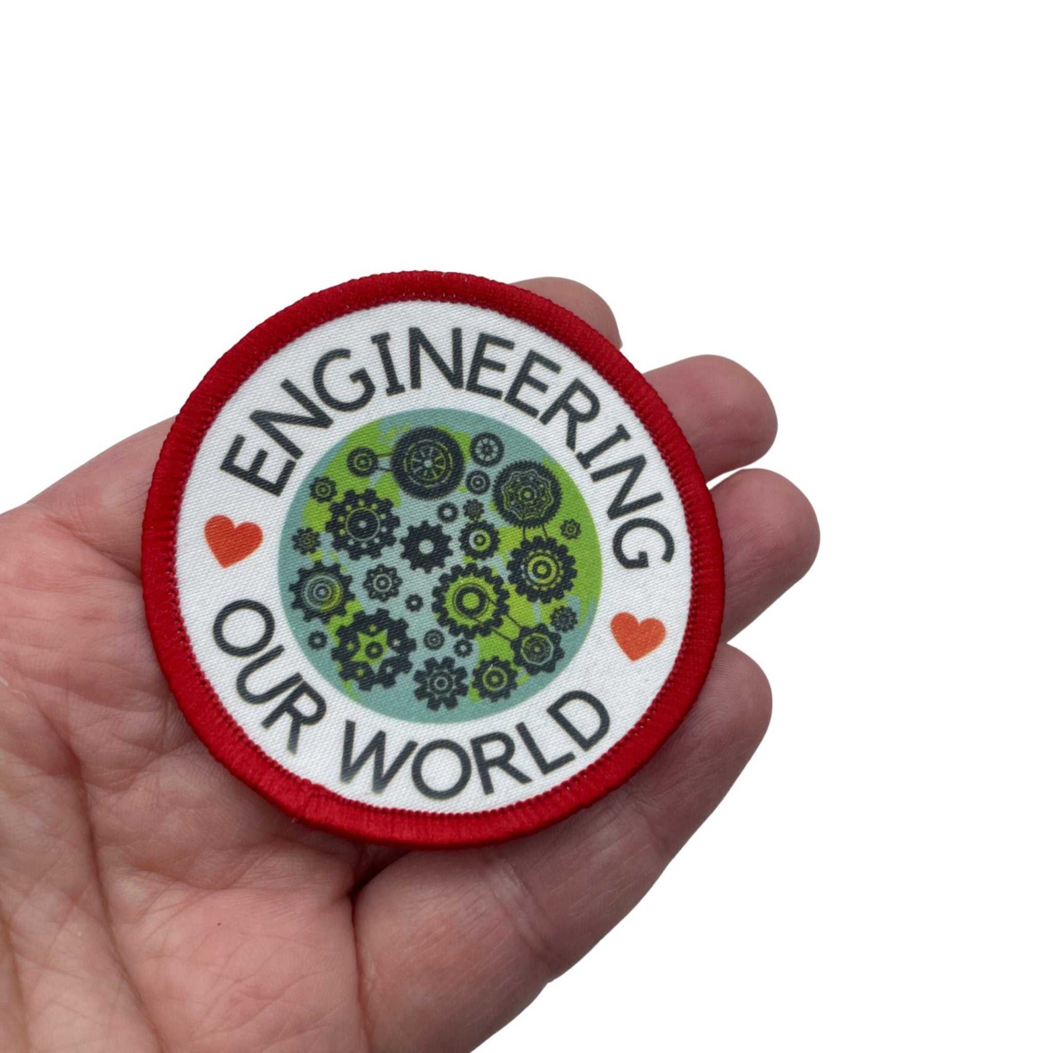 Engineering Our World Printed Iron on Patch. Celebrate Engineers