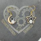 Cute Kawaii Star and Moon Astronaut Space Earrings