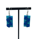 Upcycled Geometric Rectangle Earrings made with upcycled LEGO® Blue