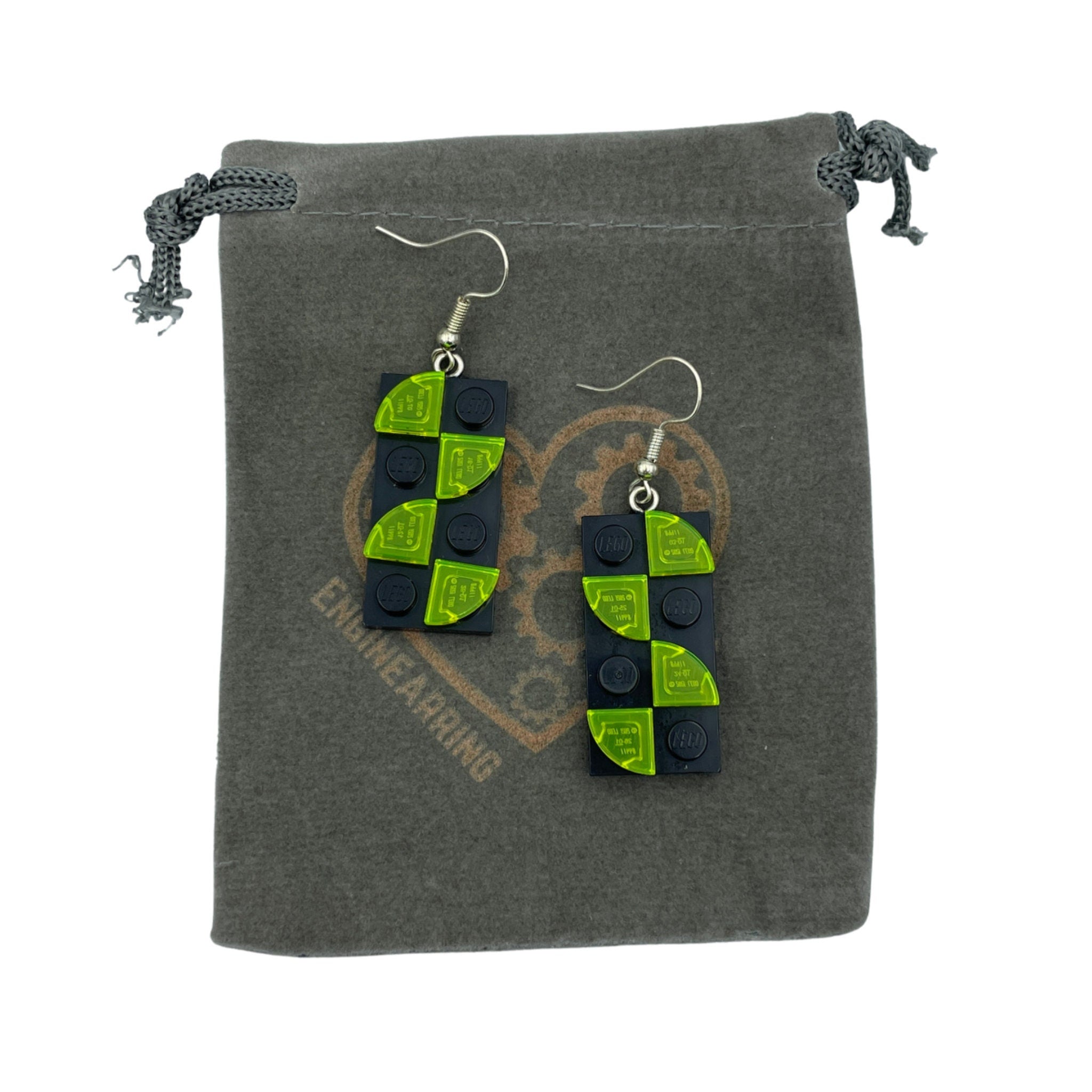 Upcycled Geometric Rectangle Earrings made with upcycled LEGO®