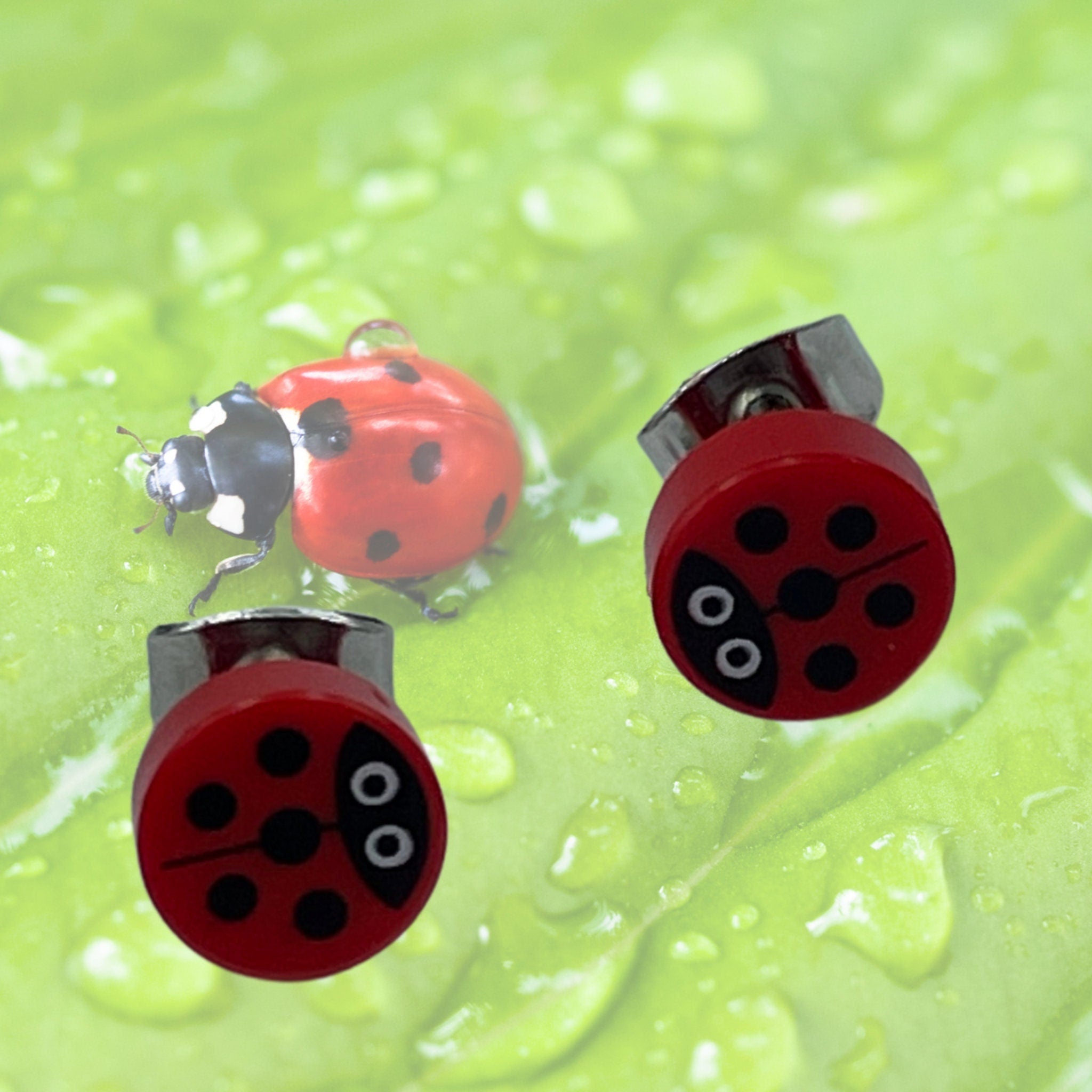 Ladybird Stud Earrings Made with upcycled LEGO®