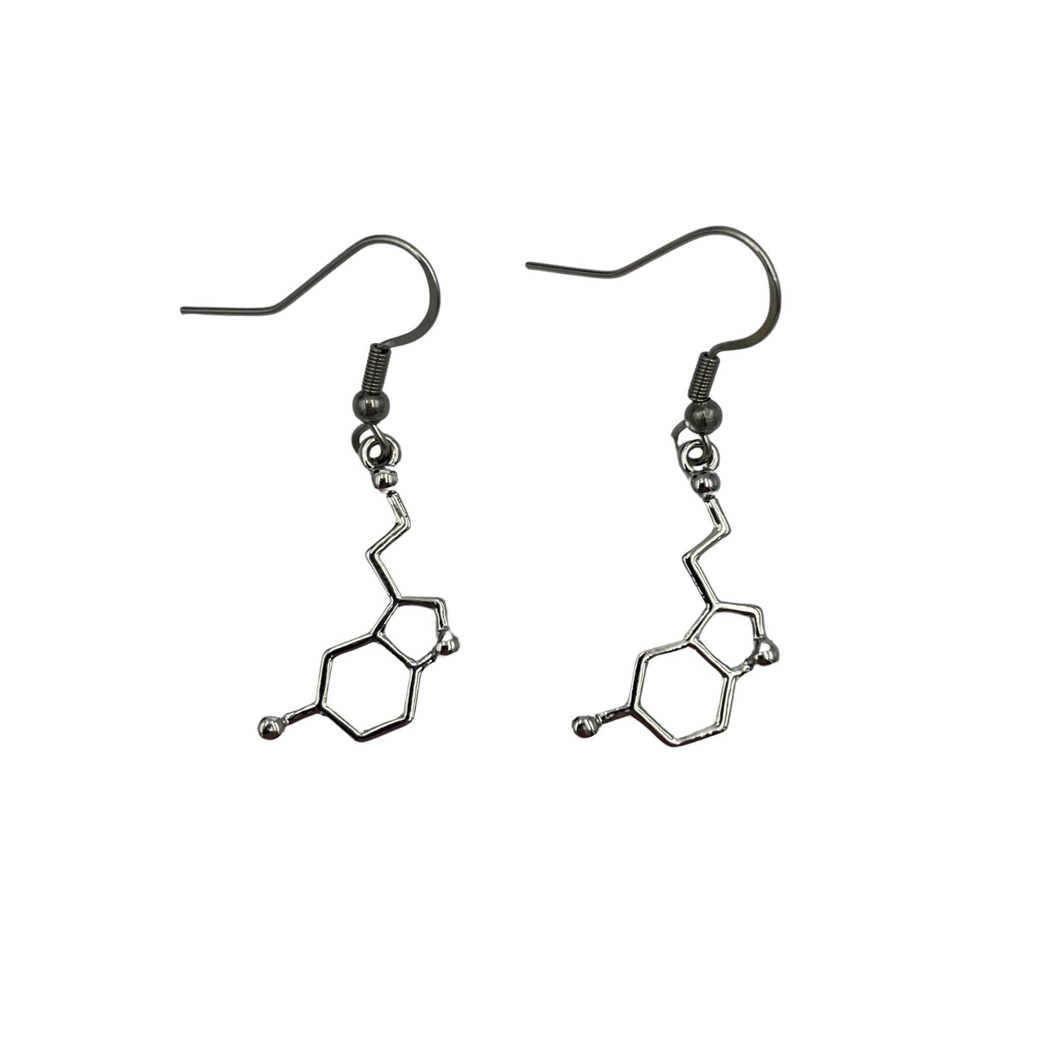 Serotonin Molecule Minimalist Geometric Earrings