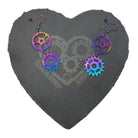 Iridescent Rainbow Steampunk Double Dangle Cog Earrings