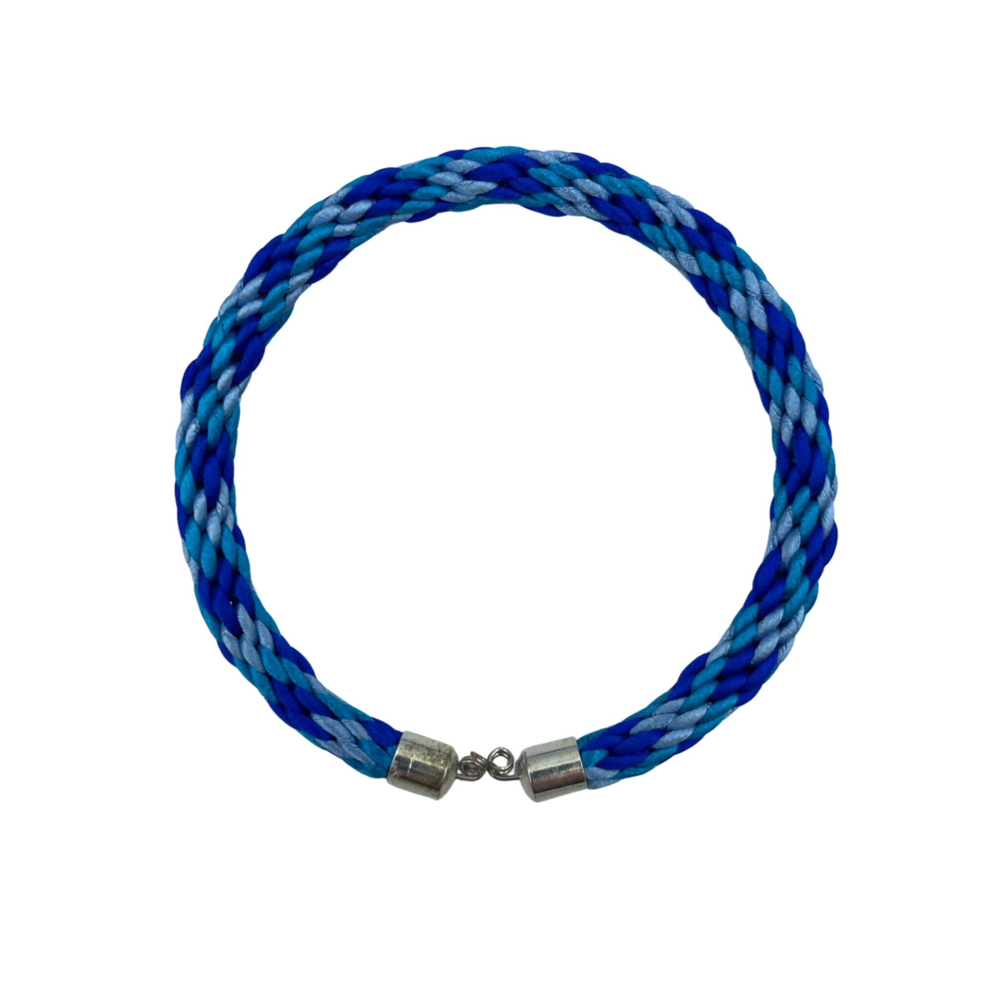 Handmade Kumihimo Blue 'Sea Waves' Silky Memory Bracelet