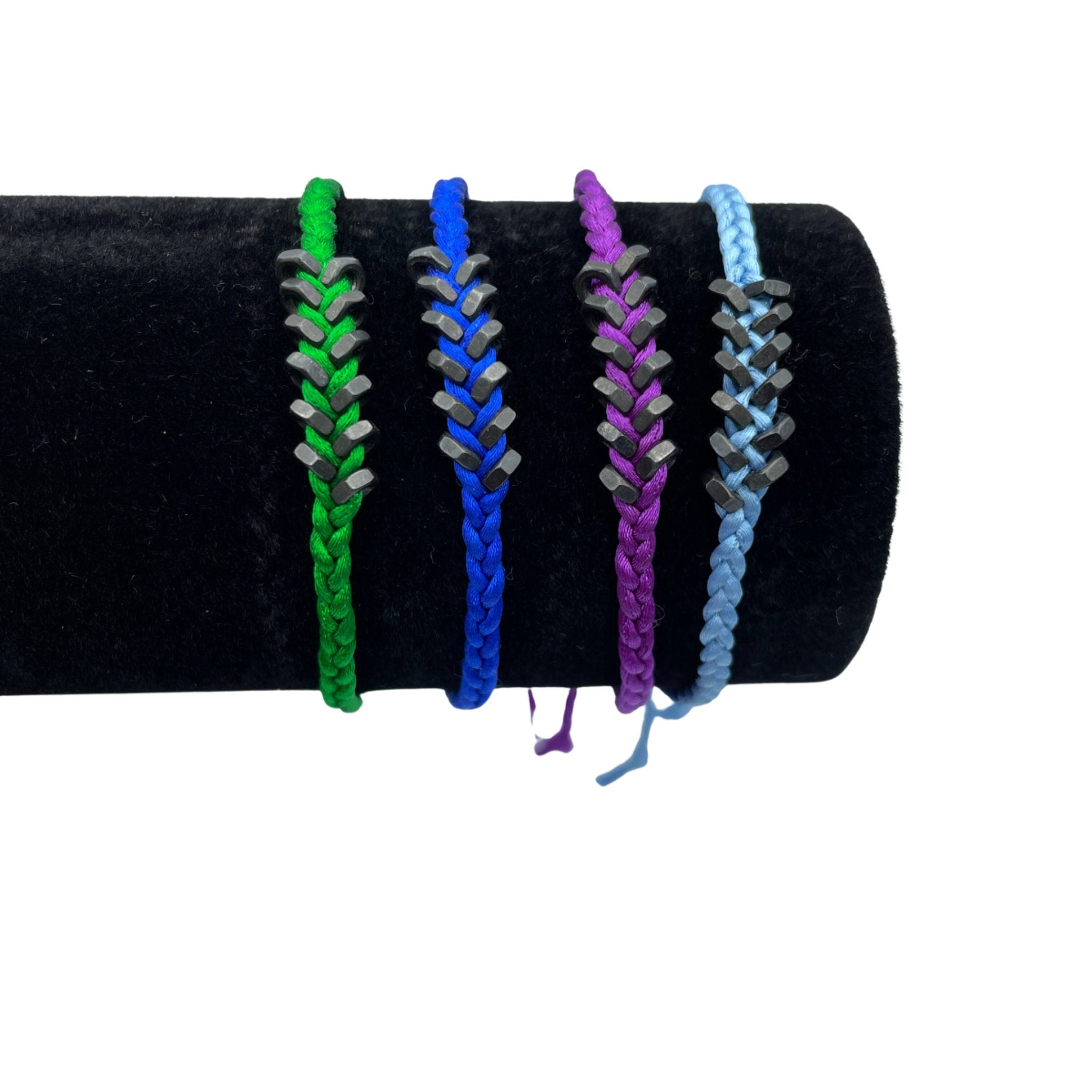 Black Carbon Steel Hex Nut Hardware Friendship Bracelet in a variety of colours