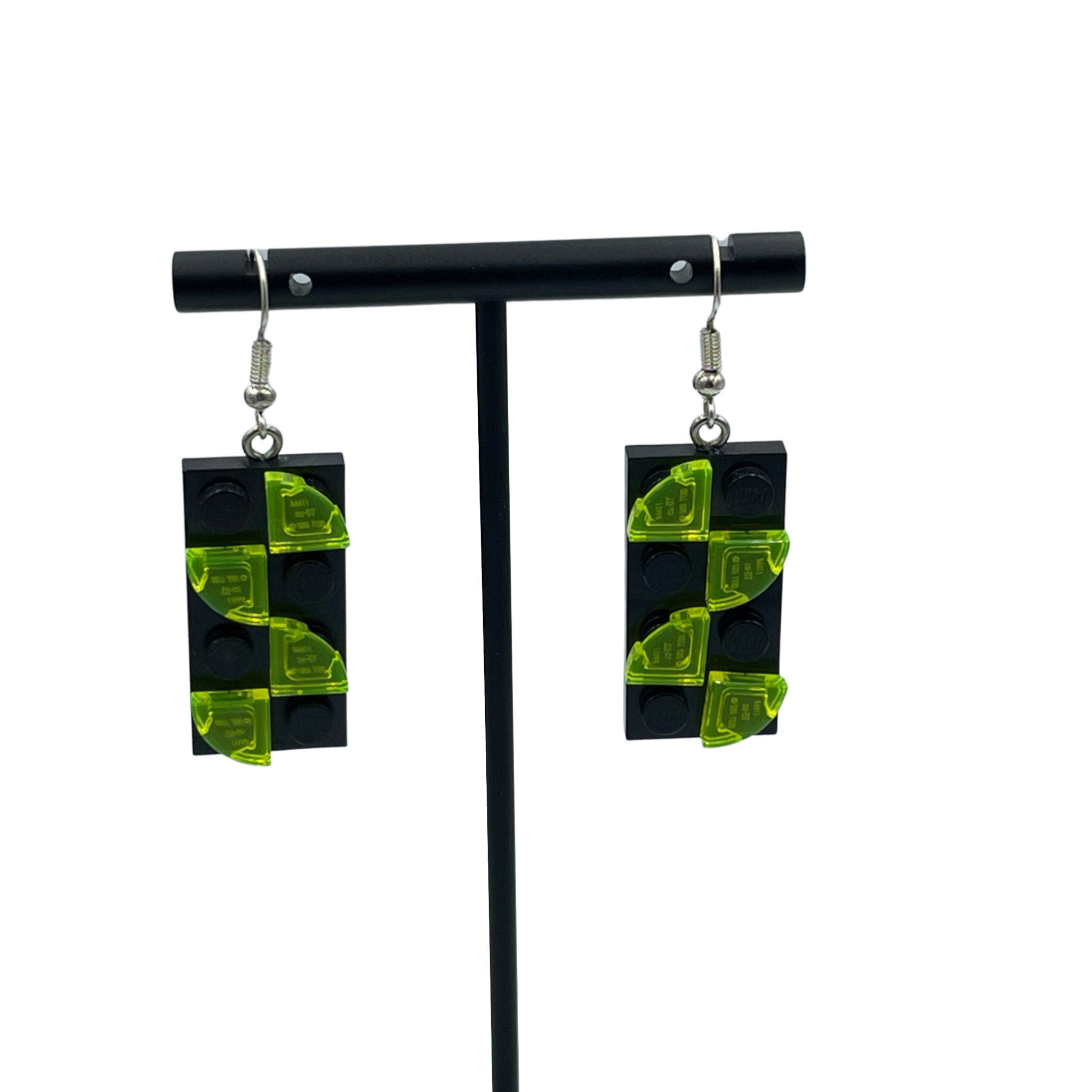 Upcycled Geometric Rectangle Earrings made with upcycled LEGO®